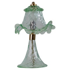 Lámpara de mesa vintage de cristal de Murano Forma ondulada Italia, años 80