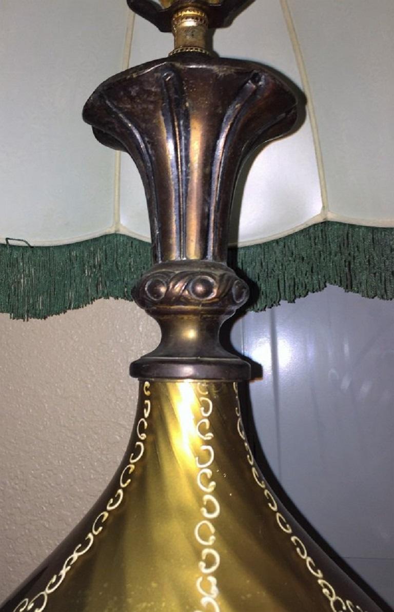 Italian Vintage Murano Glass Table Lamp with Gold Overlay and Bronze and Marble Mounts