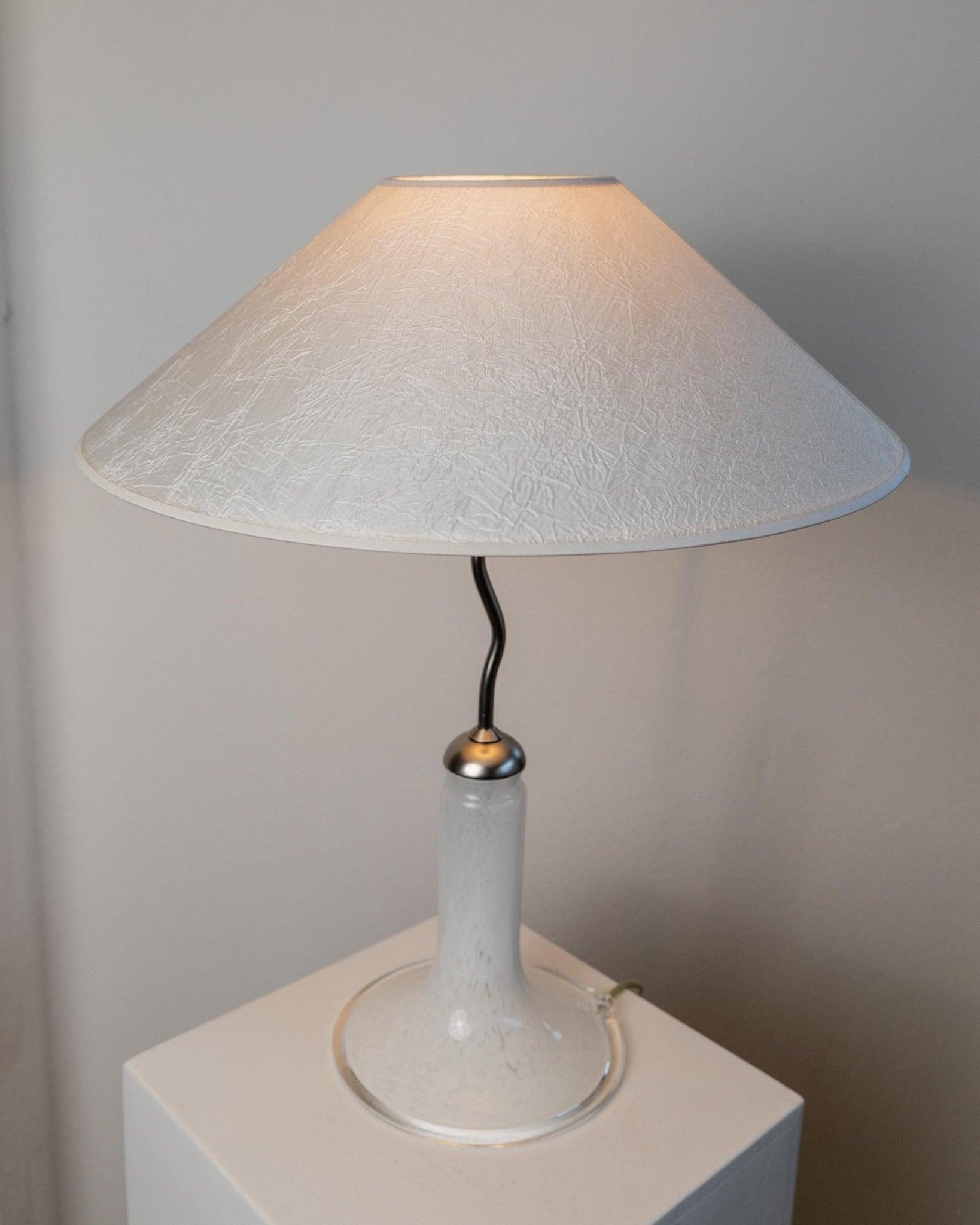 Lampe de table vintage en verre de Murano - métal Zig Zag et abat-jour en soie texturée, Italie années 80 en vente 2