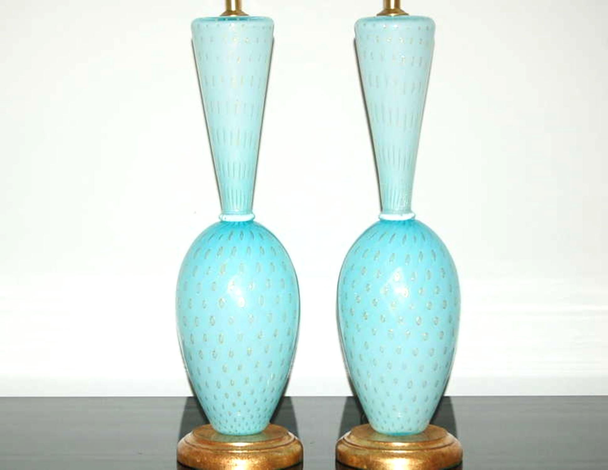 Mid-Century Modern Vintage Murano Glass Table Lamps Blue For Sale