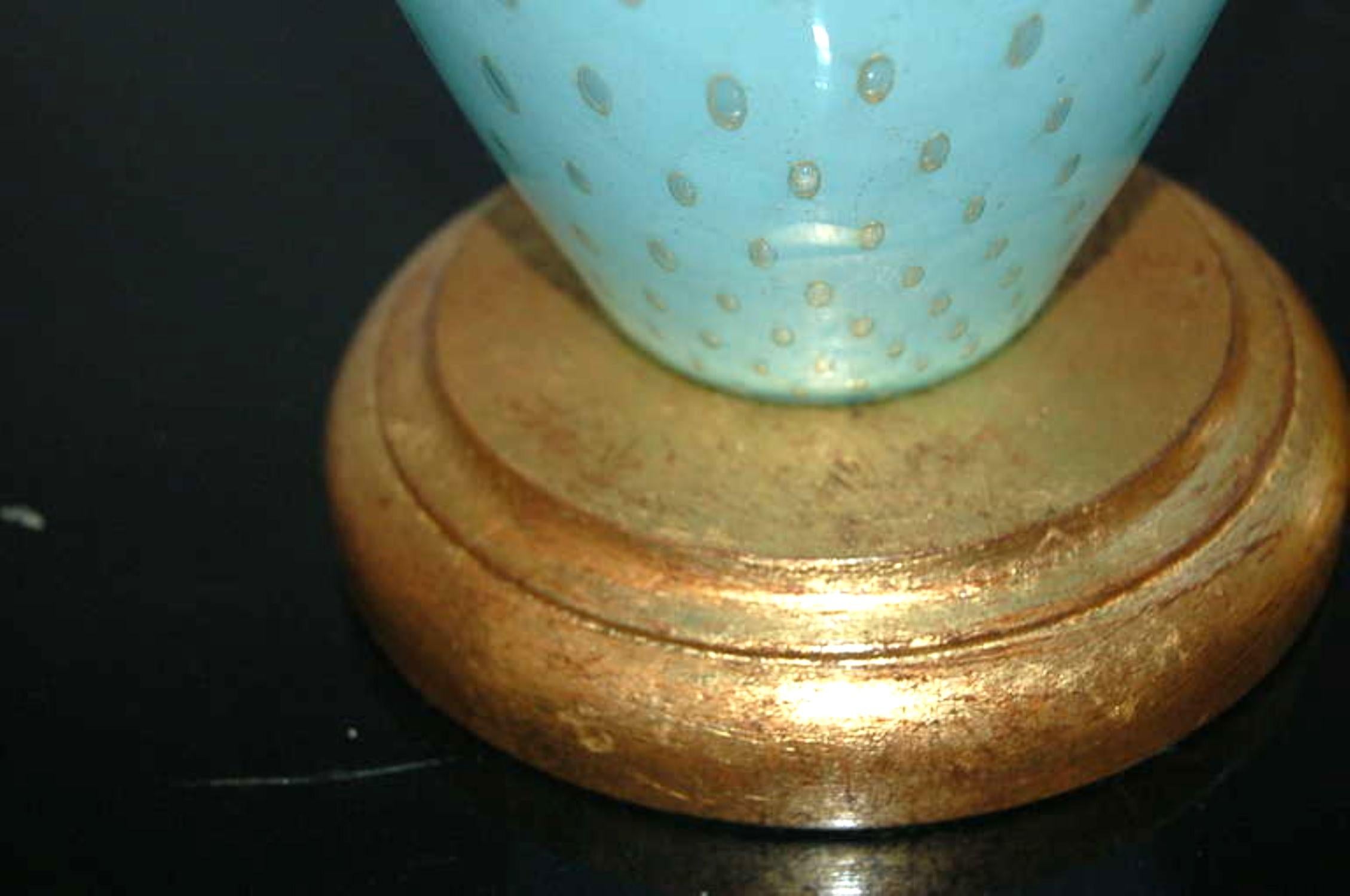 Vintage Murano Glass Table Lamps Blue In Good Condition For Sale In Smyrna, GA