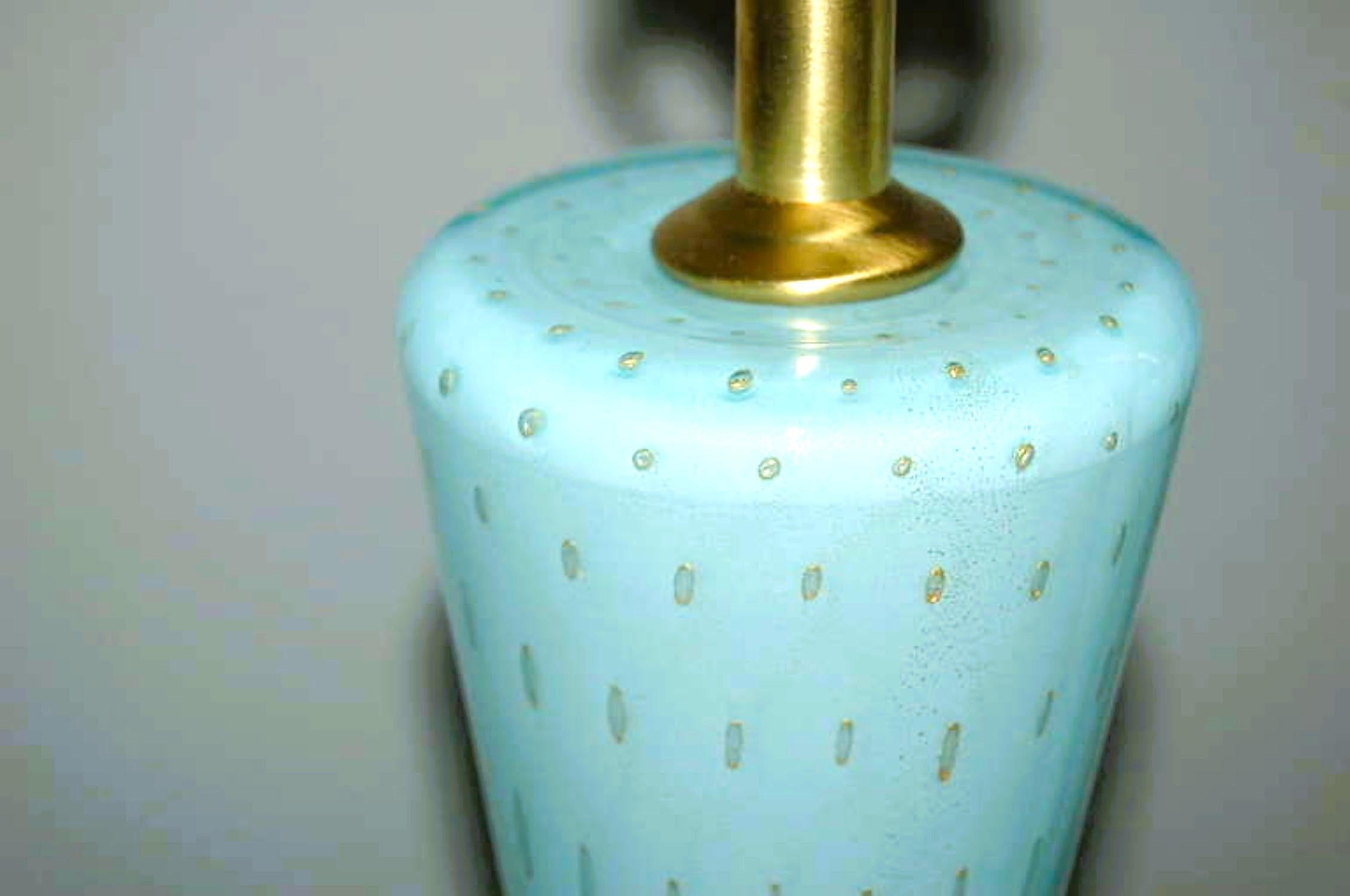 20th Century Vintage Murano Glass Table Lamps Blue For Sale