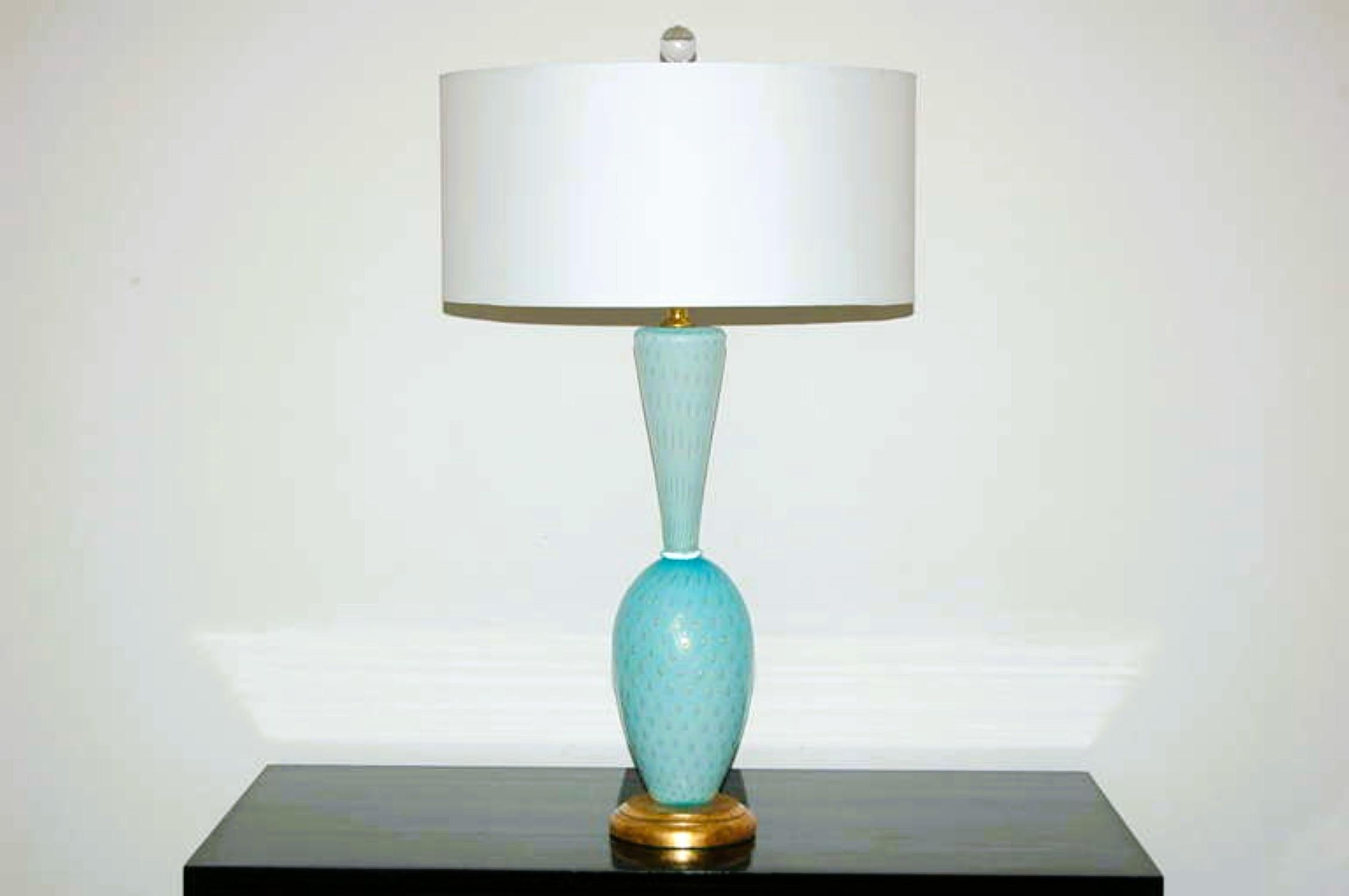Vintage Murano Glass Table Lamps Blue For Sale 1