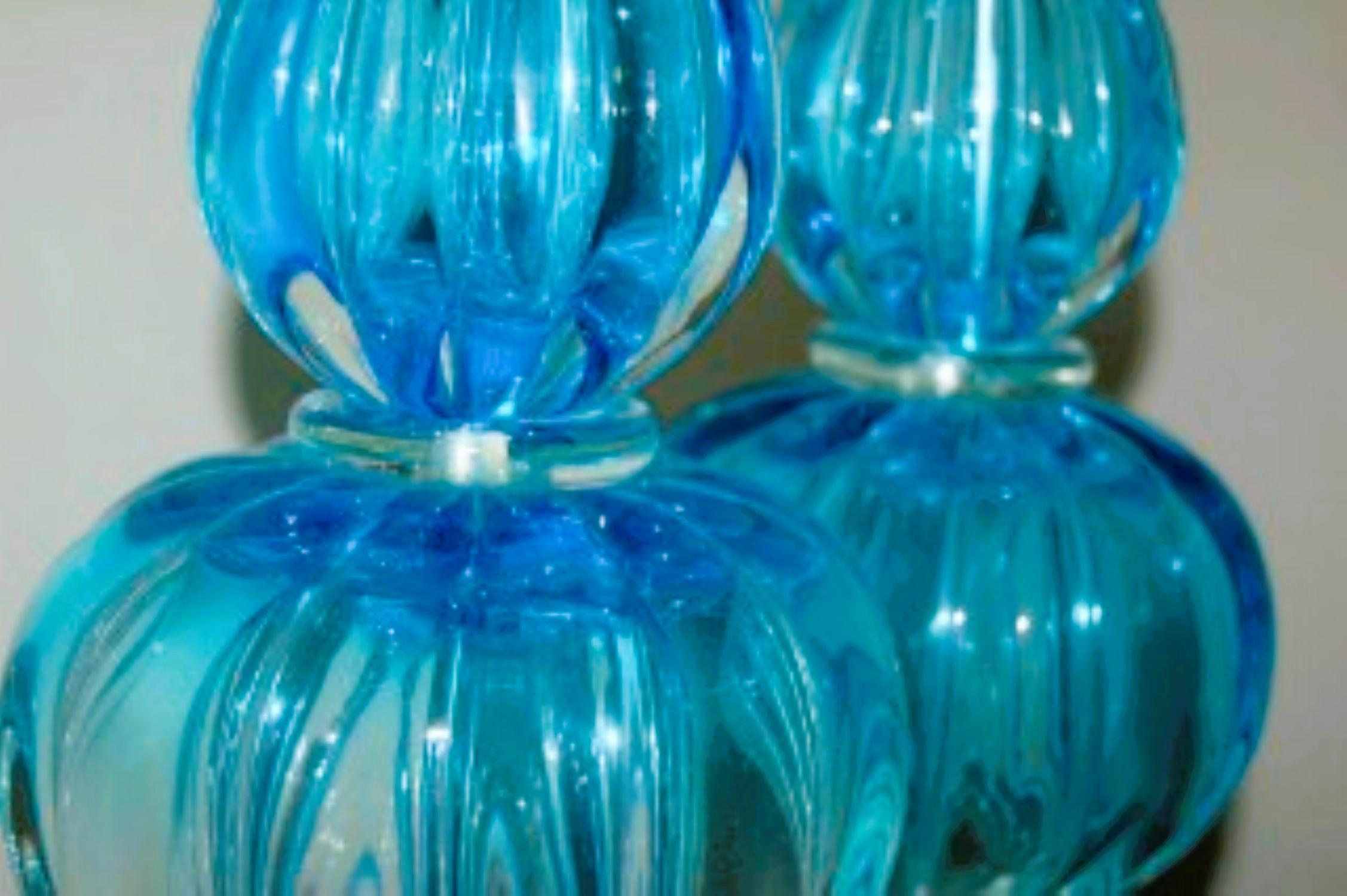Vintage Murano Glass Table Lamps Blue For Sale 1