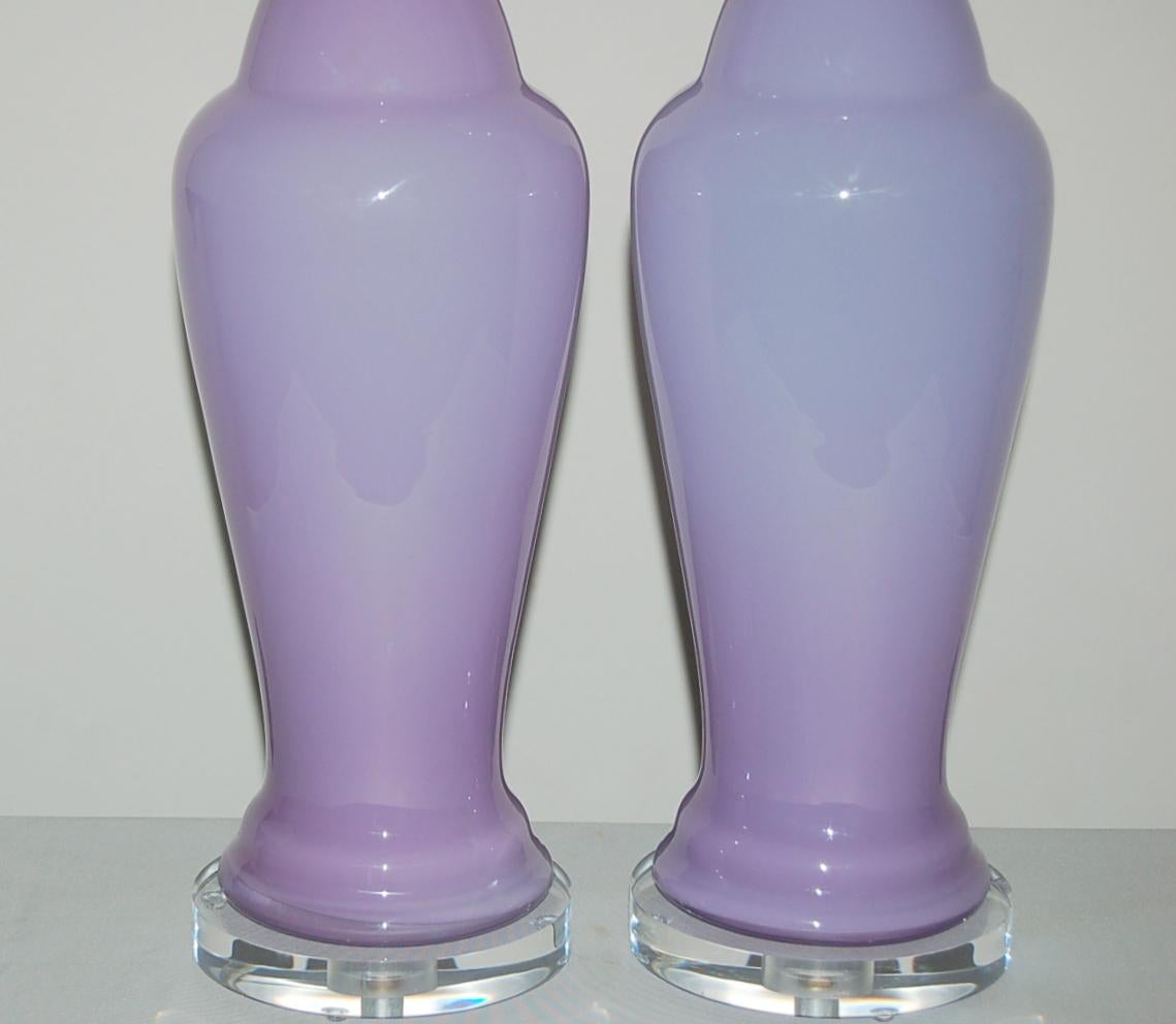 Italian Vintage Murano Glass Table Lamps of Lavender For Sale