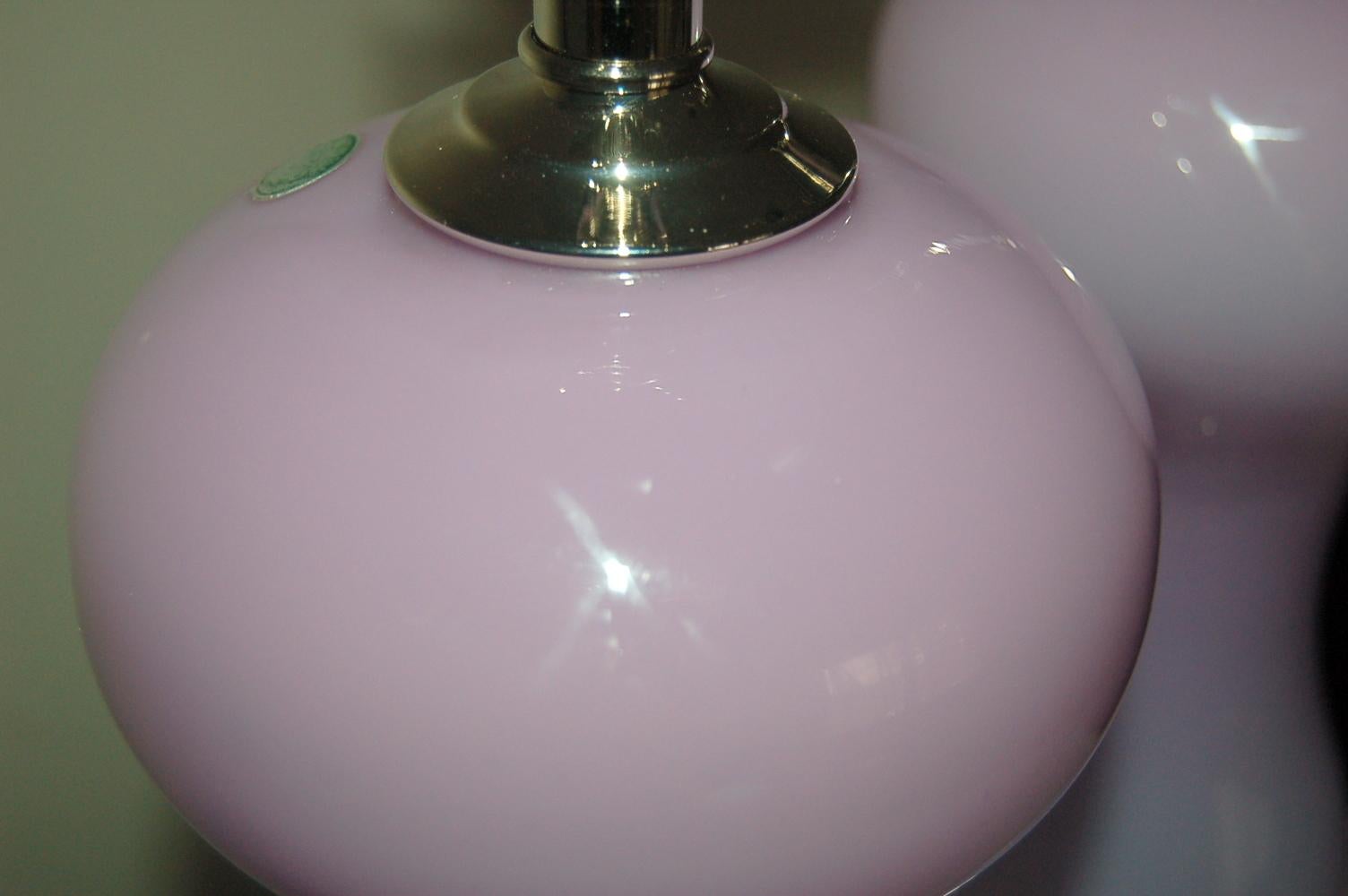 Vintage Murano Glass Table Lamps of Lavender In Good Condition For Sale In Smyrna, GA