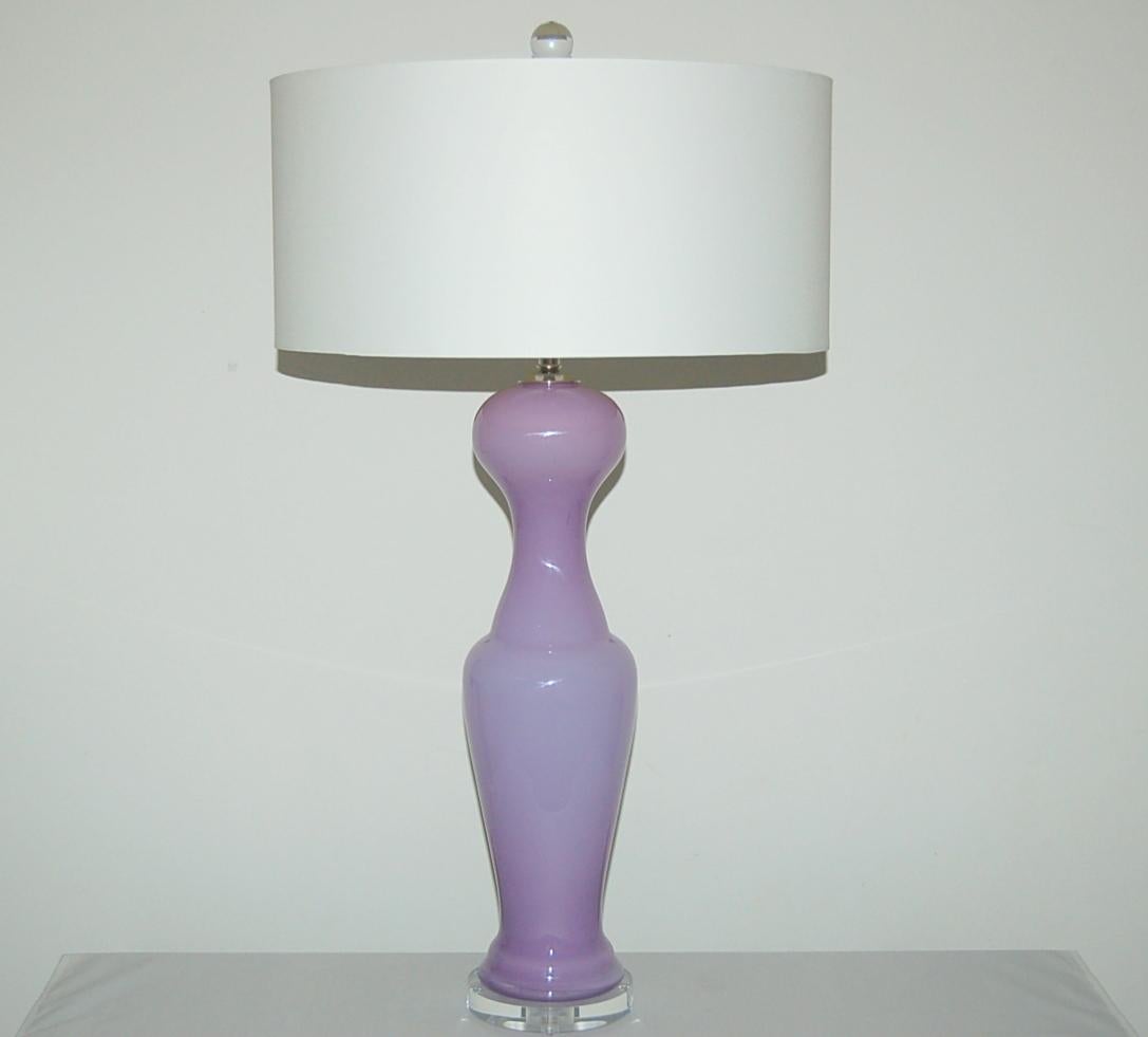 Blown Glass Vintage Murano Glass Table Lamps of Lavender For Sale