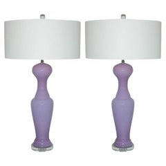 Lámparas de mesa vintage de cristal de Murano de Lavanda