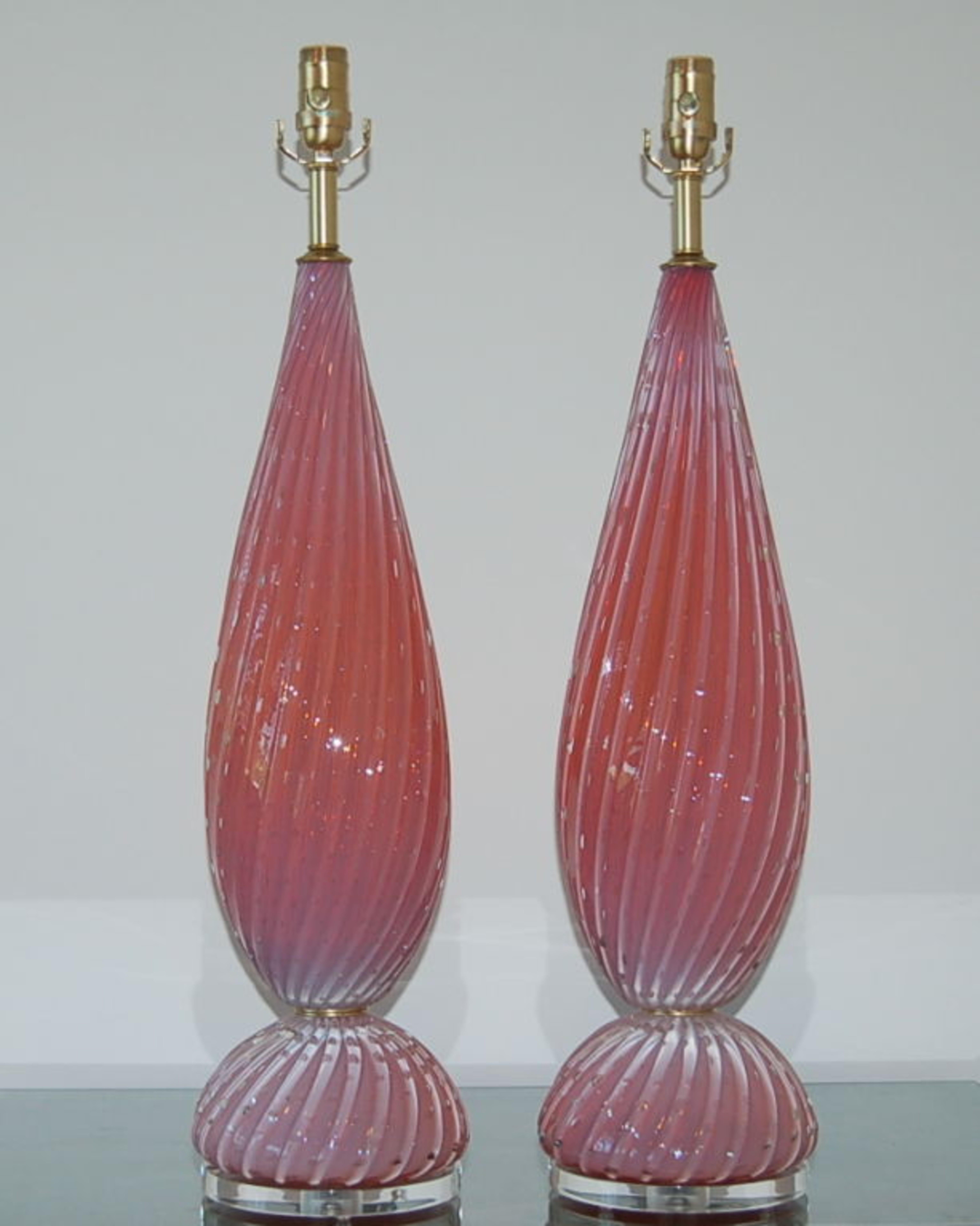 Italiano Lampade da tavolo in vetro di Murano vintage Orchid Pink in vendita