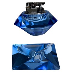 Set de cendriers et briquets de table en verre Murano vintage