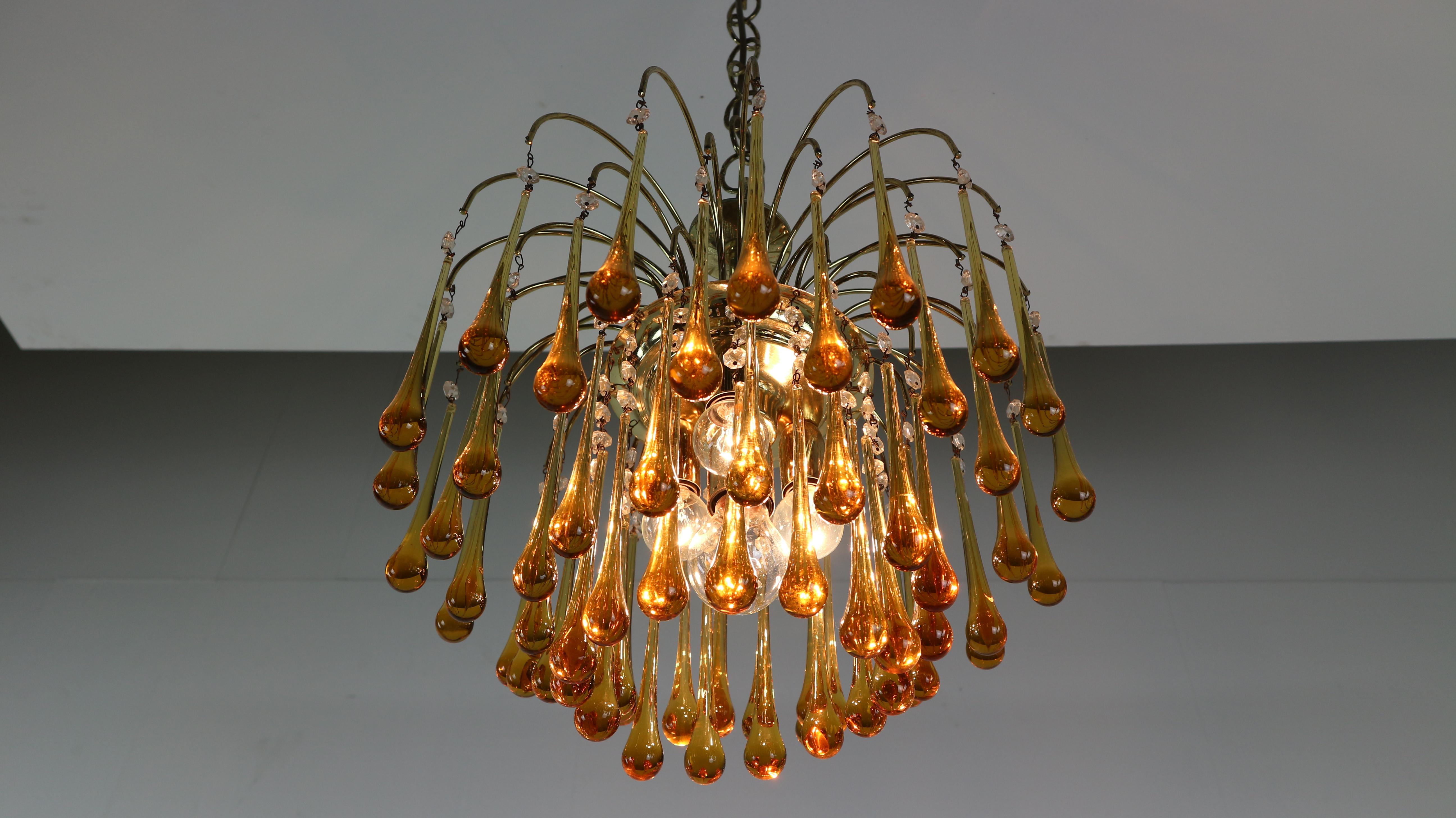Vintage Murano Glass, Tear Drop Chandelier by Paolo Vanini, 1960, Italy In Good Condition In The Hague, NL