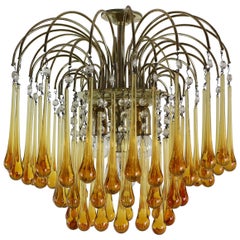 Vintage Murano Glass, Tear Drop Chandelier by Paolo Vanini, 1960, Italy