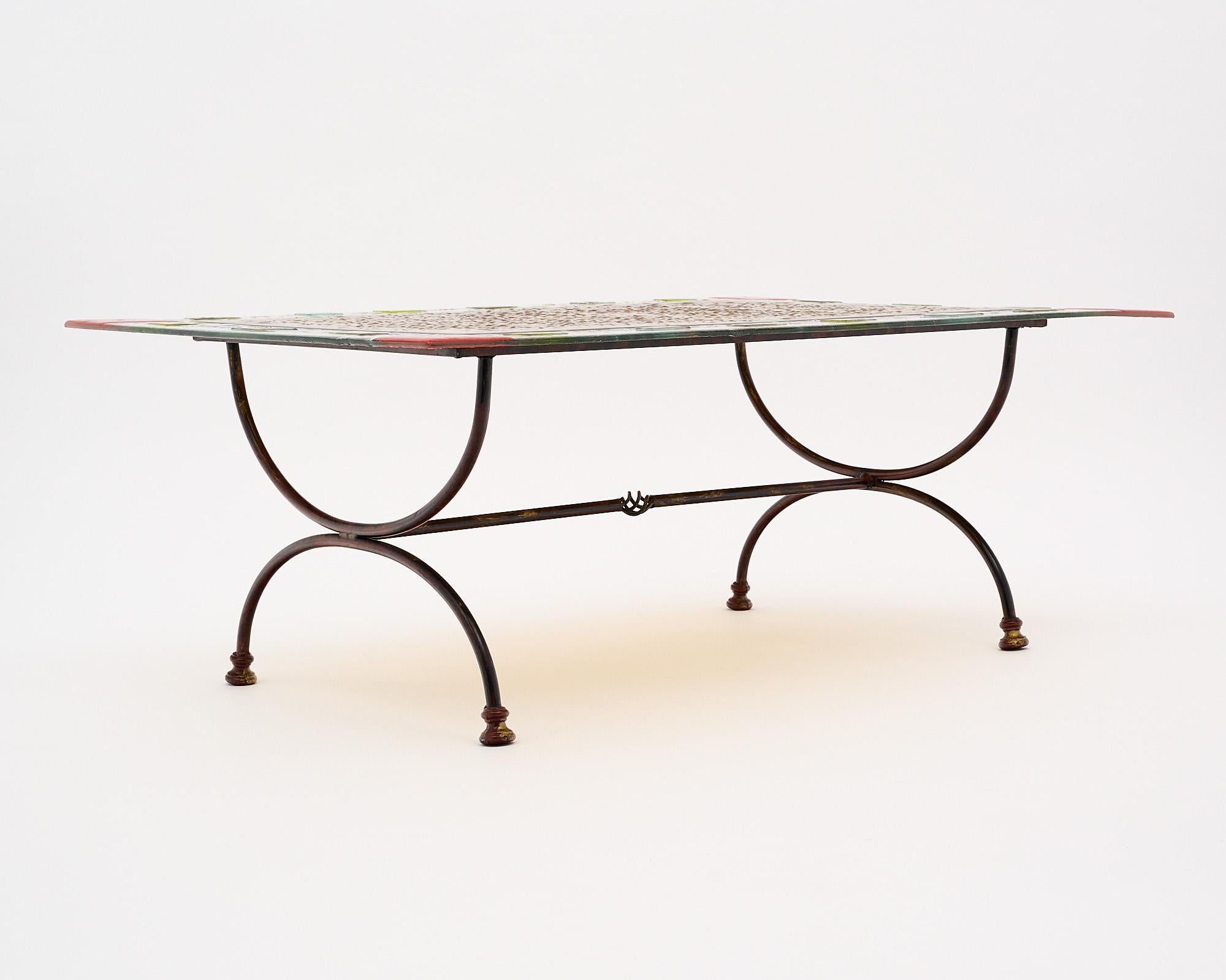 Vintage Murano Glass Topped Coffee Table For Sale 3