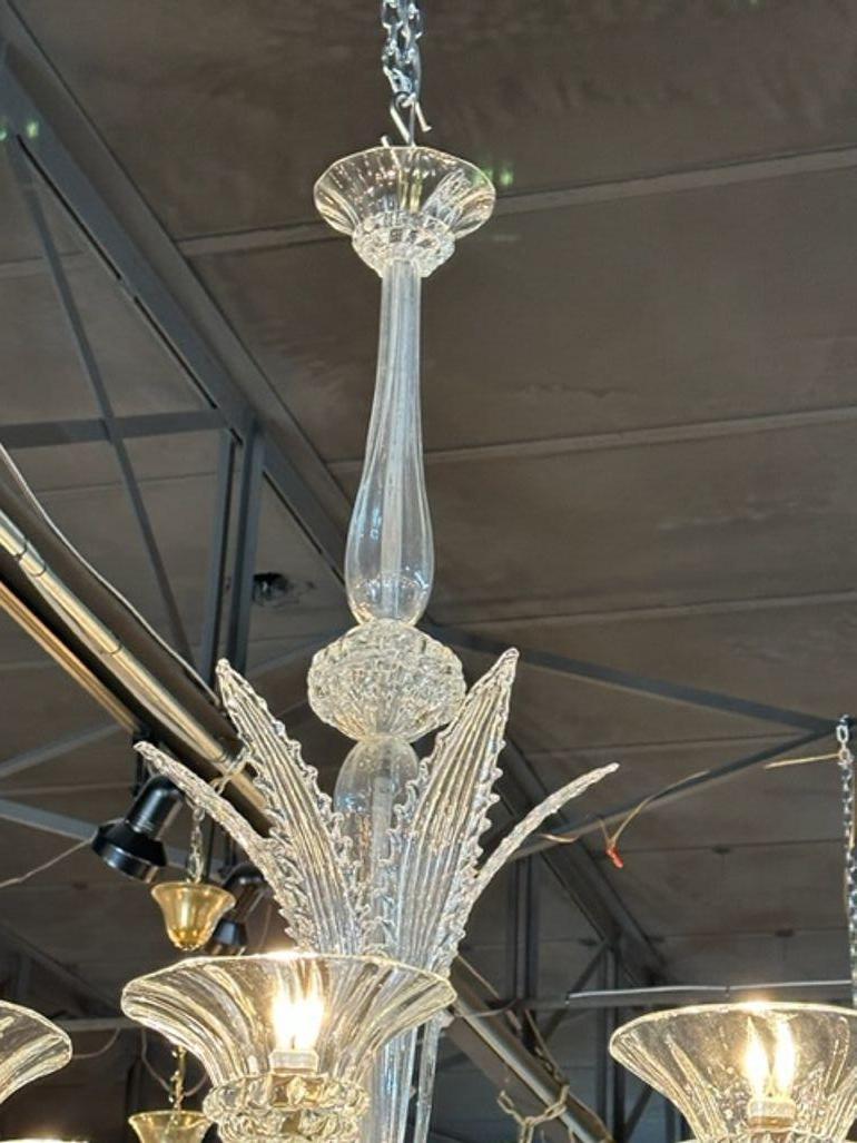 Vintage Murano Glass Twist Arm Barovier Manner Chandelier For Sale 2