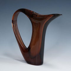 Vintage Murano Glass Vase Anse Volanti by A.Ve.M. 1950s