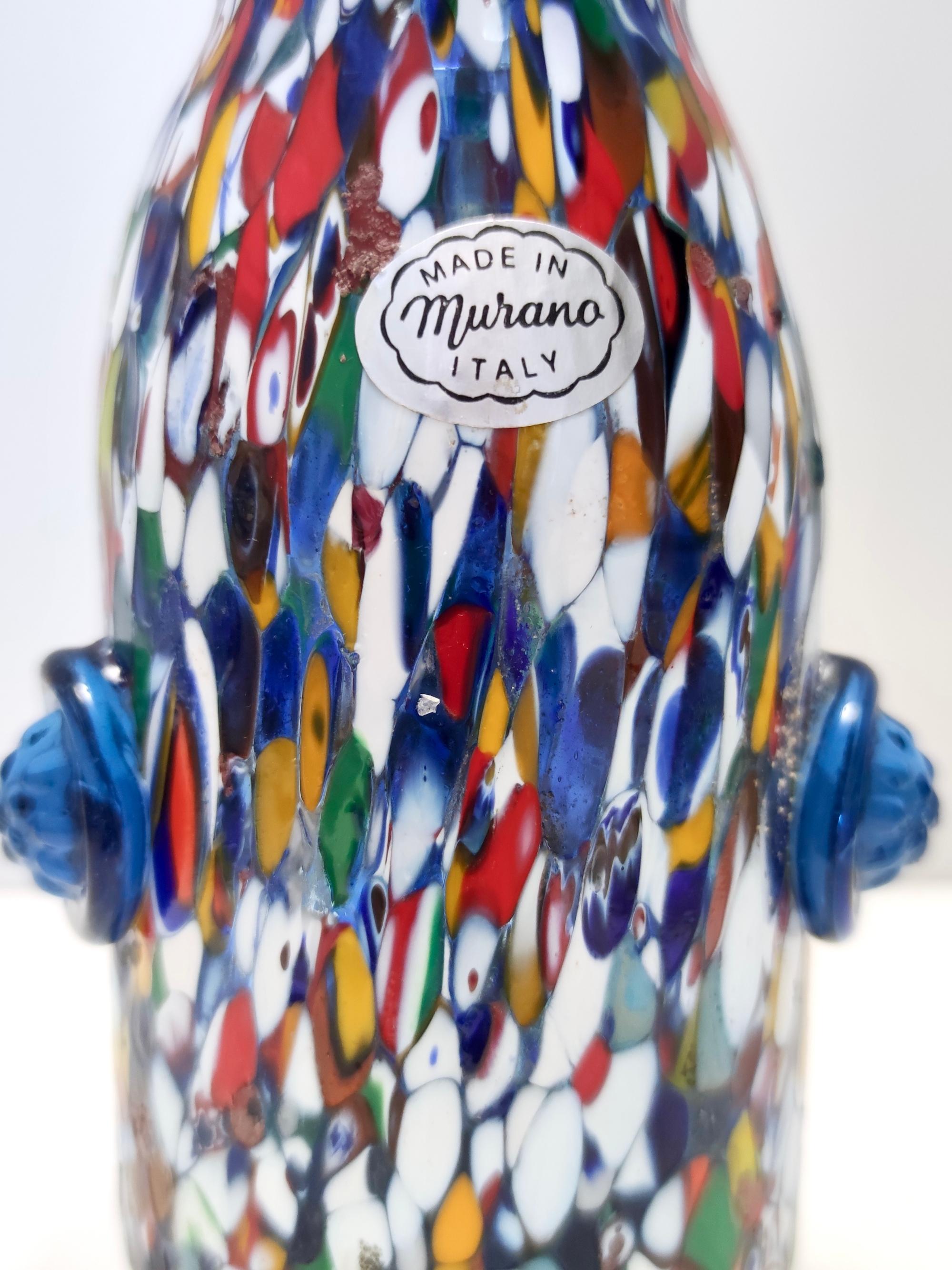Vase vintage en verre de Murano attribué à Fratelli Toso avec murrines, Italie en vente 3