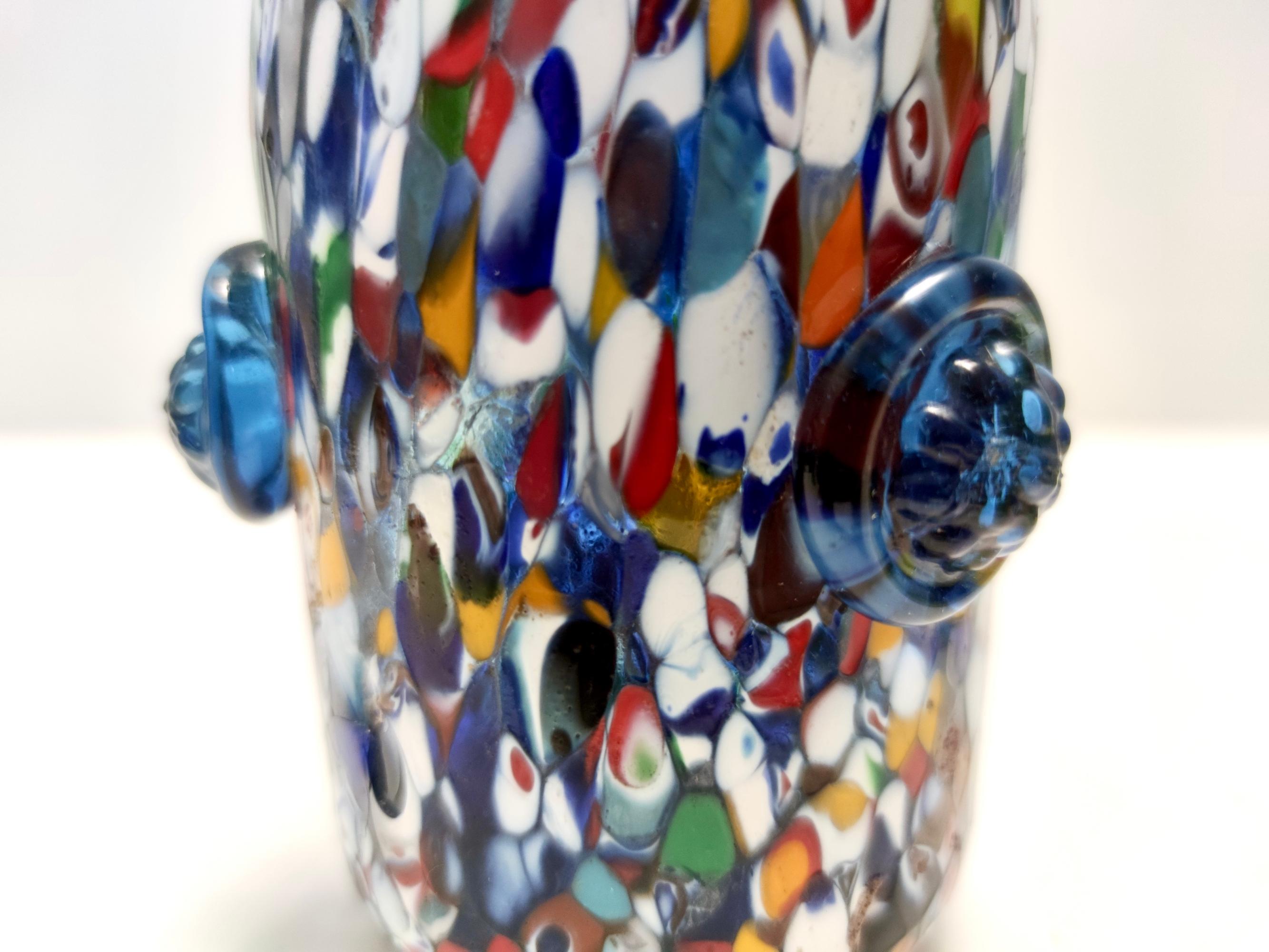 Vintage Murano Glass Vase Attributed to Fratelli Toso with Murrines, Italy For Sale 1