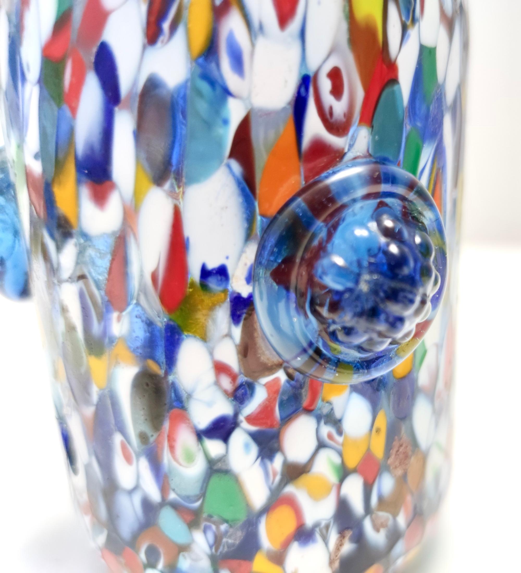 Vase vintage en verre de Murano attribué à Fratelli Toso avec murrines, Italie en vente 1
