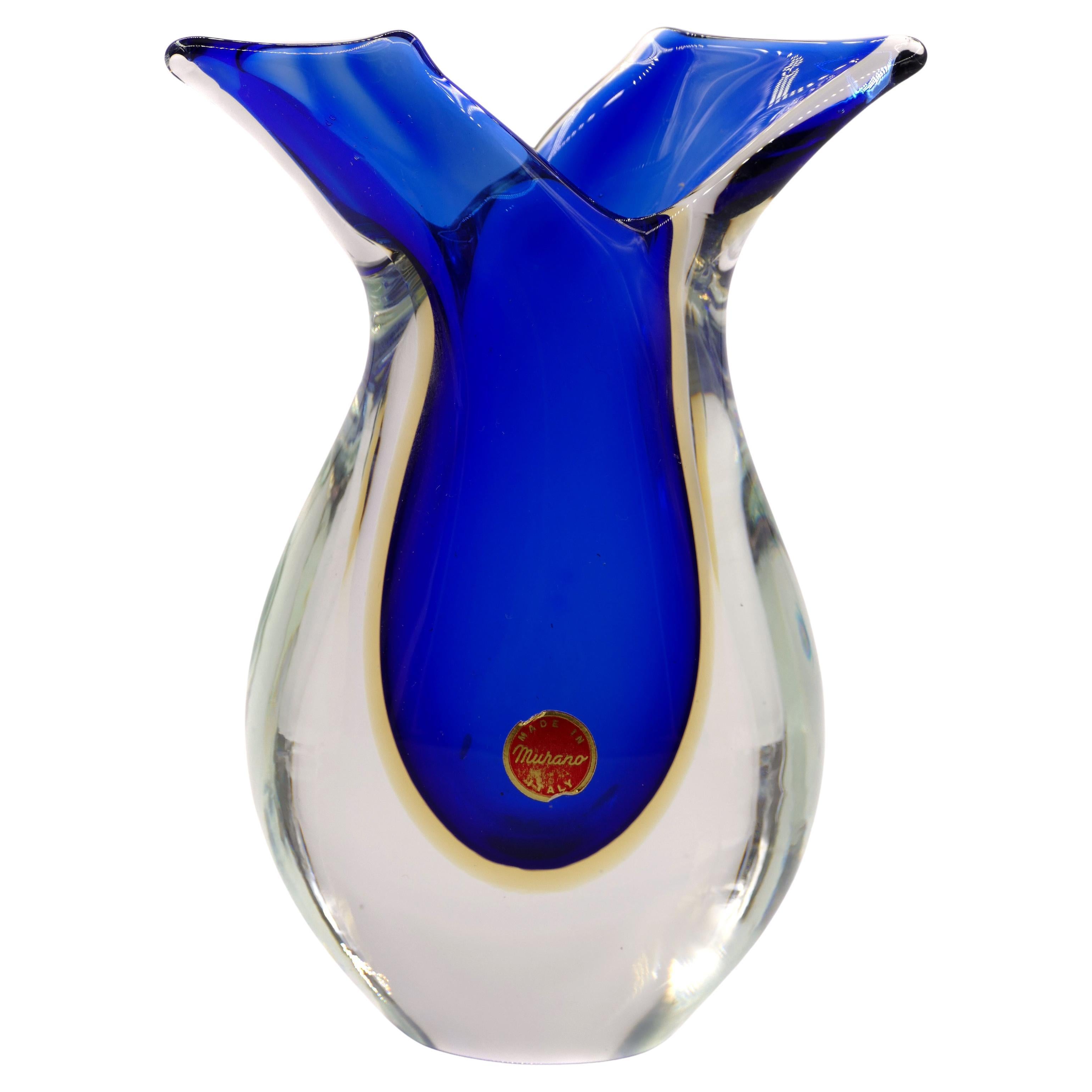 Vaso di vetro di Murano d'epoca, inizio 1980 in vendita