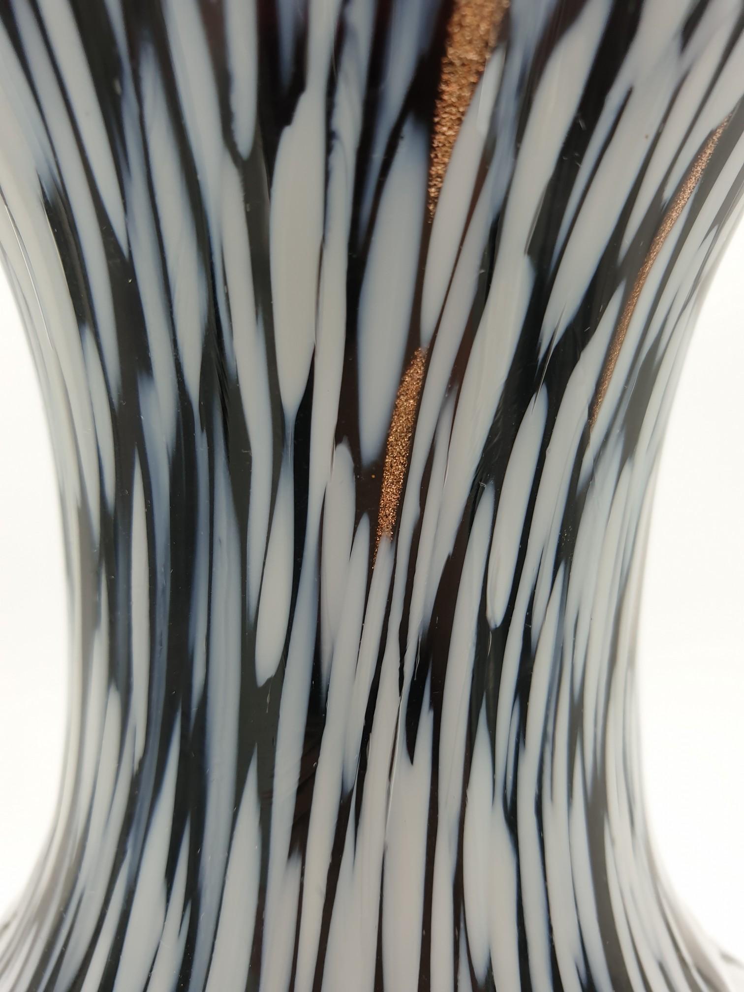 Vintage Murano Glass Vase in Black Color with White Spots by Cenedese, 1970s For Sale 2