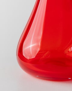 Vintage Murano Glass Vase Red - Bright Red, Eye-Catcher Italy 1970s