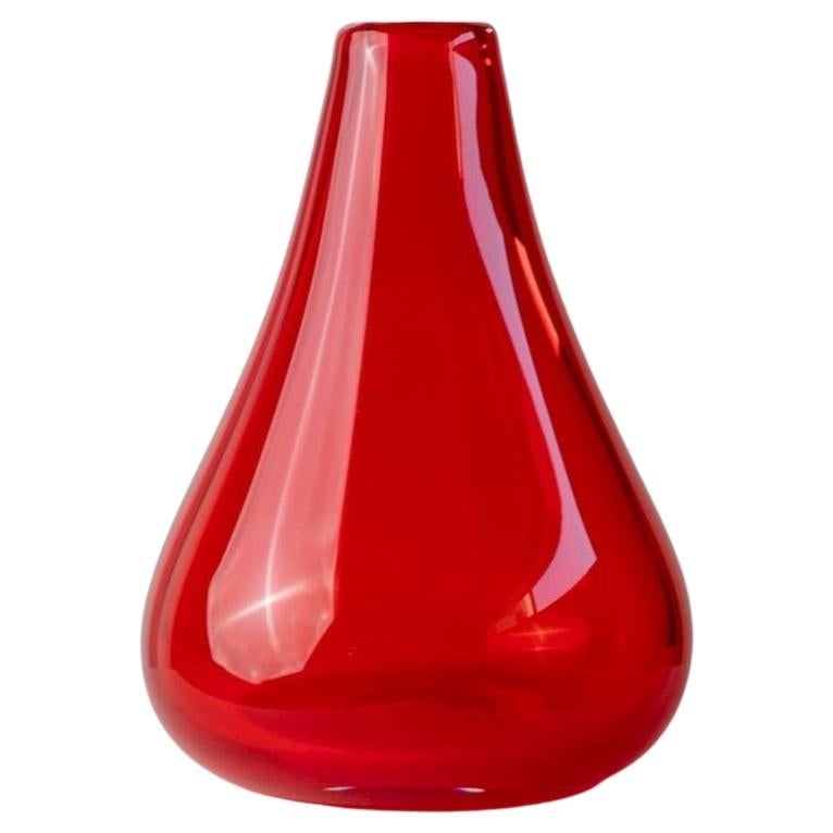 Vaso in vetro di Murano rosso - rosso vivo, cattura-sguardi Italia anni 
70