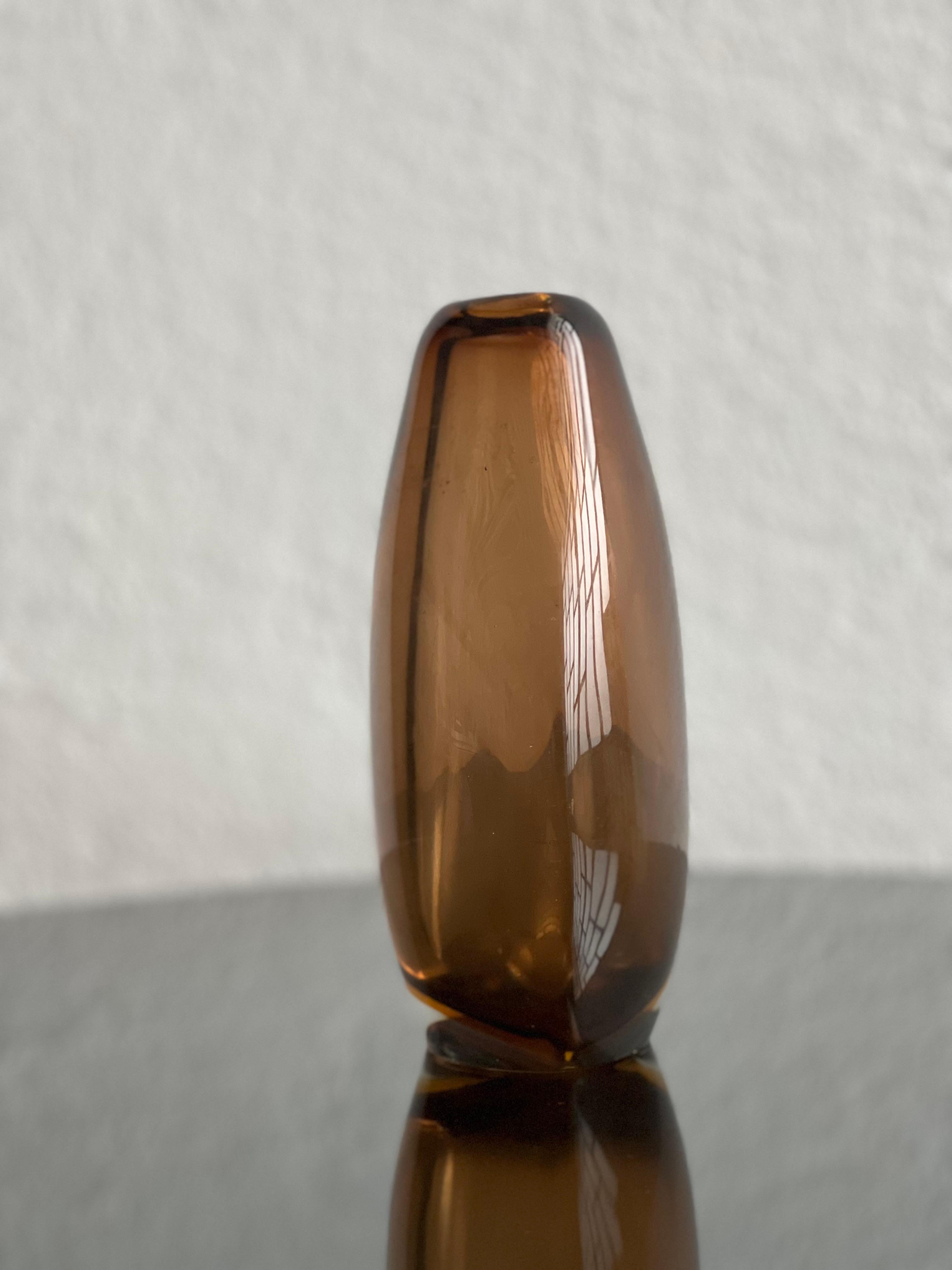 Jarrón vintage de Murano Glass, cristal gota marrón Sommerso, de Flavio Poli para Seguso. en venta 3