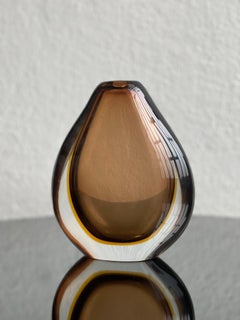Vase vintage en verre de Murano, verre à goutte Brown, par Flavio Poli pour Seguso.