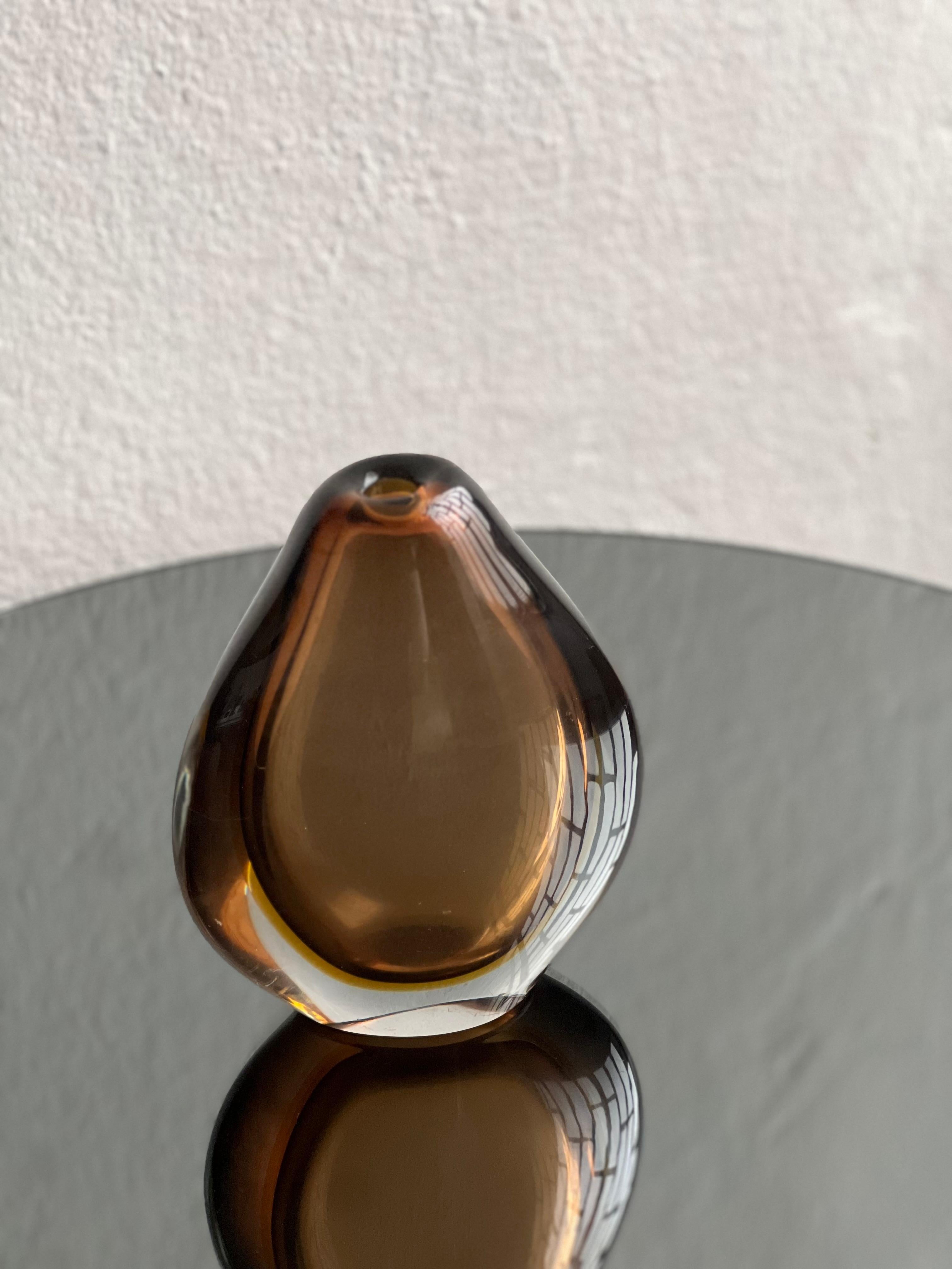 Jarrón vintage de Murano Glass, cristal gota marrón Sommerso, de Flavio Poli para Seguso. mediados del siglo XX en venta