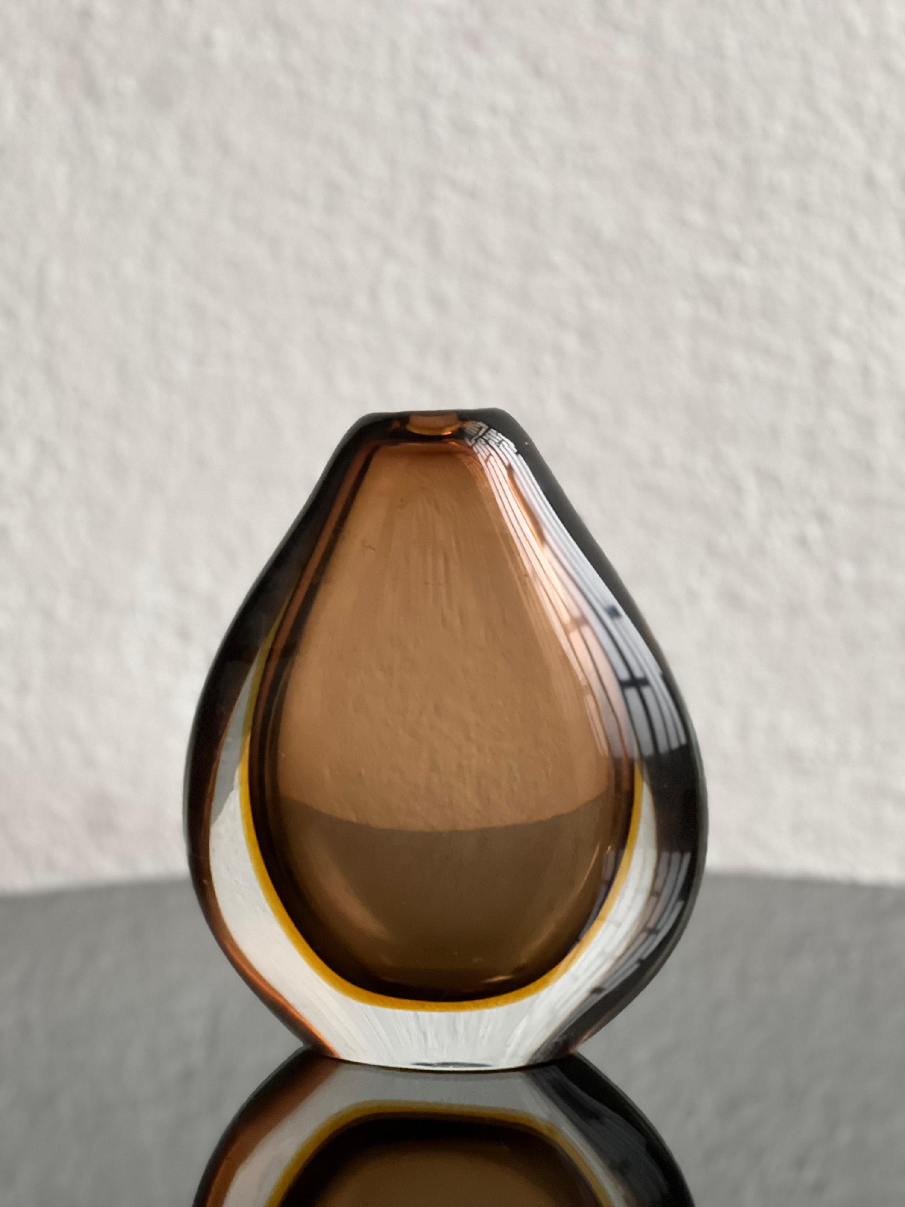 Jarrón vintage de Murano Glass, cristal gota marrón Sommerso, de Flavio Poli para Seguso. en venta 1