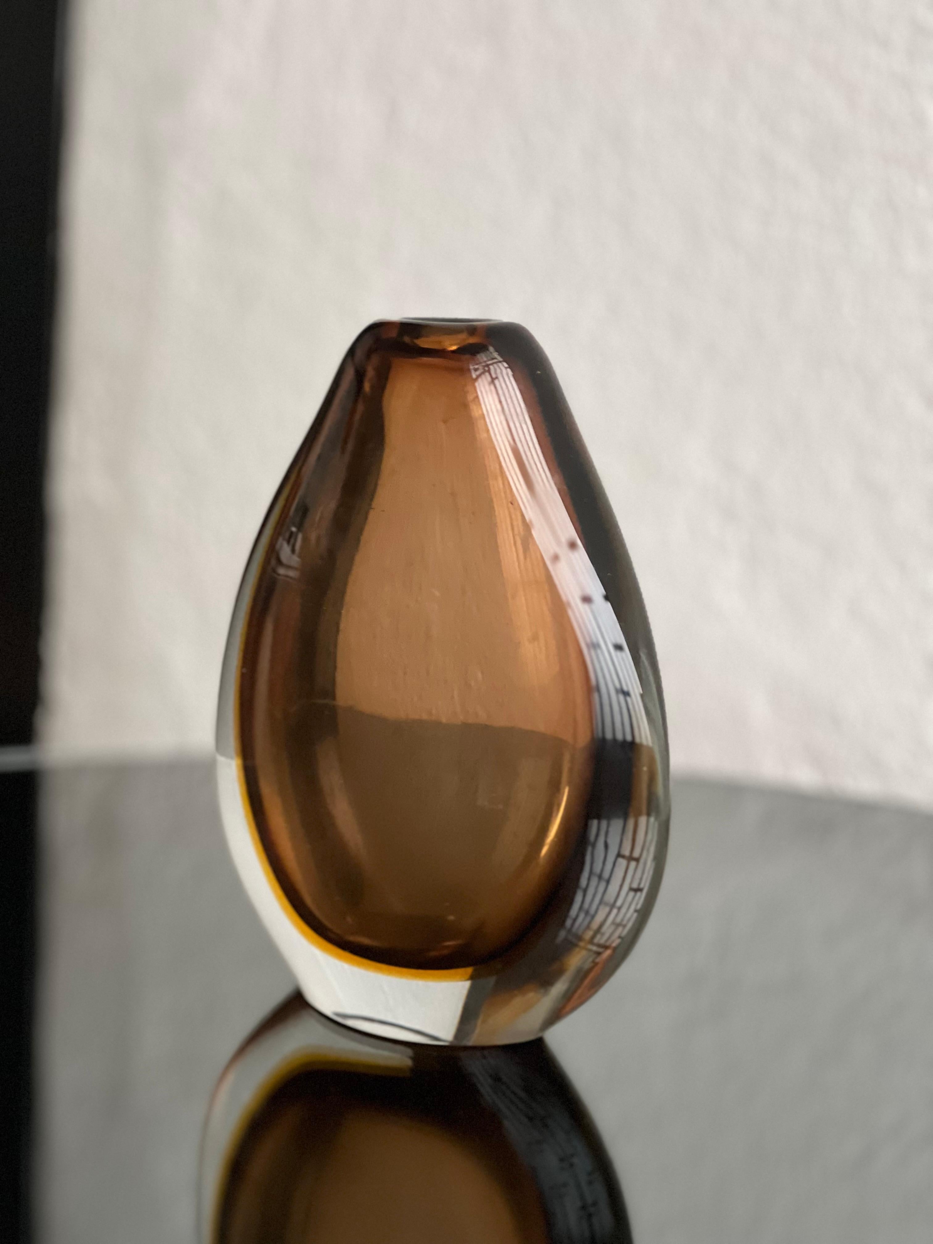Jarrón vintage de Murano Glass, cristal gota marrón Sommerso, de Flavio Poli para Seguso. en venta 2