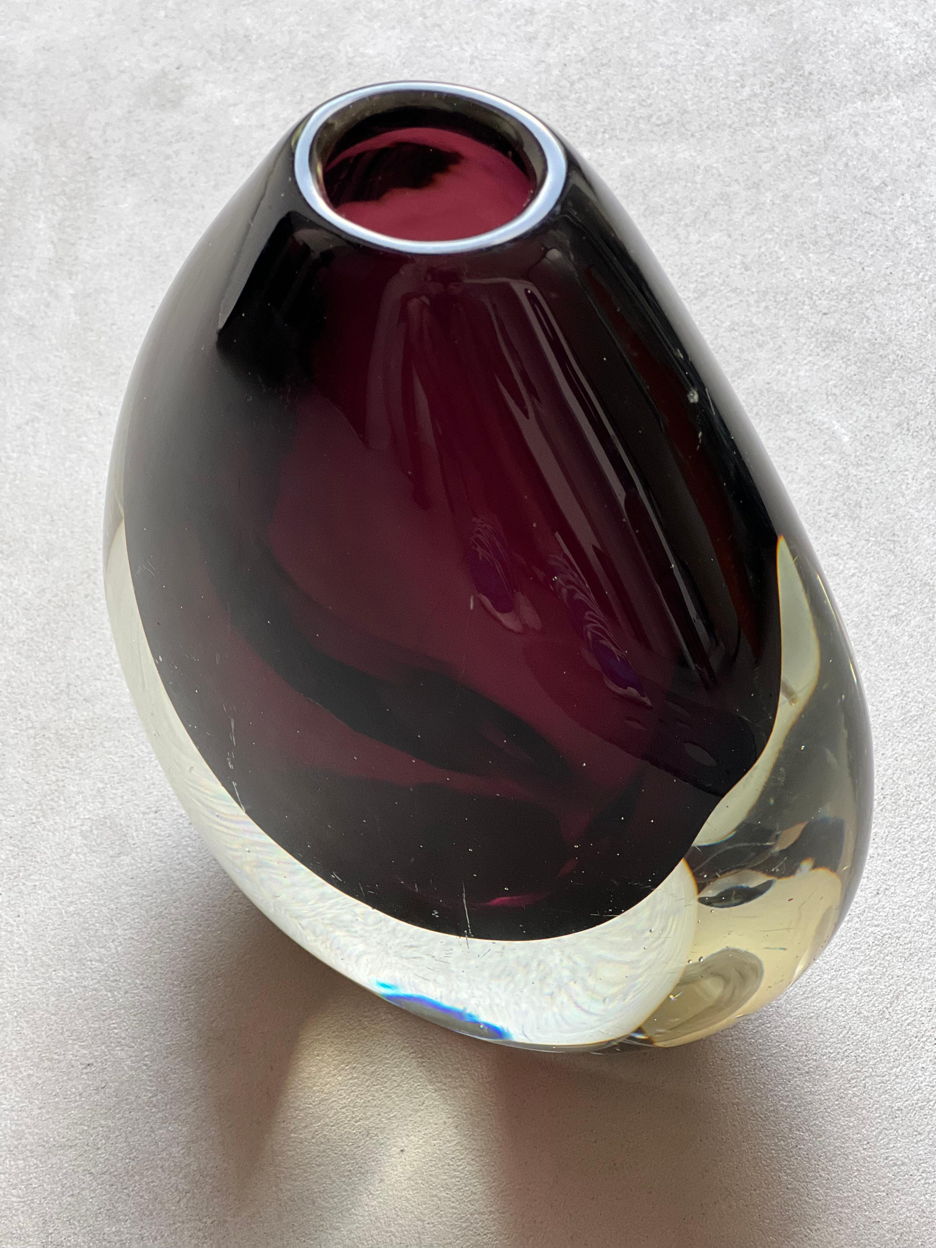 Vintage Murano Glass Vase, Sommerso, by Flavio Poli for Seguso, Burgundy For Sale 4