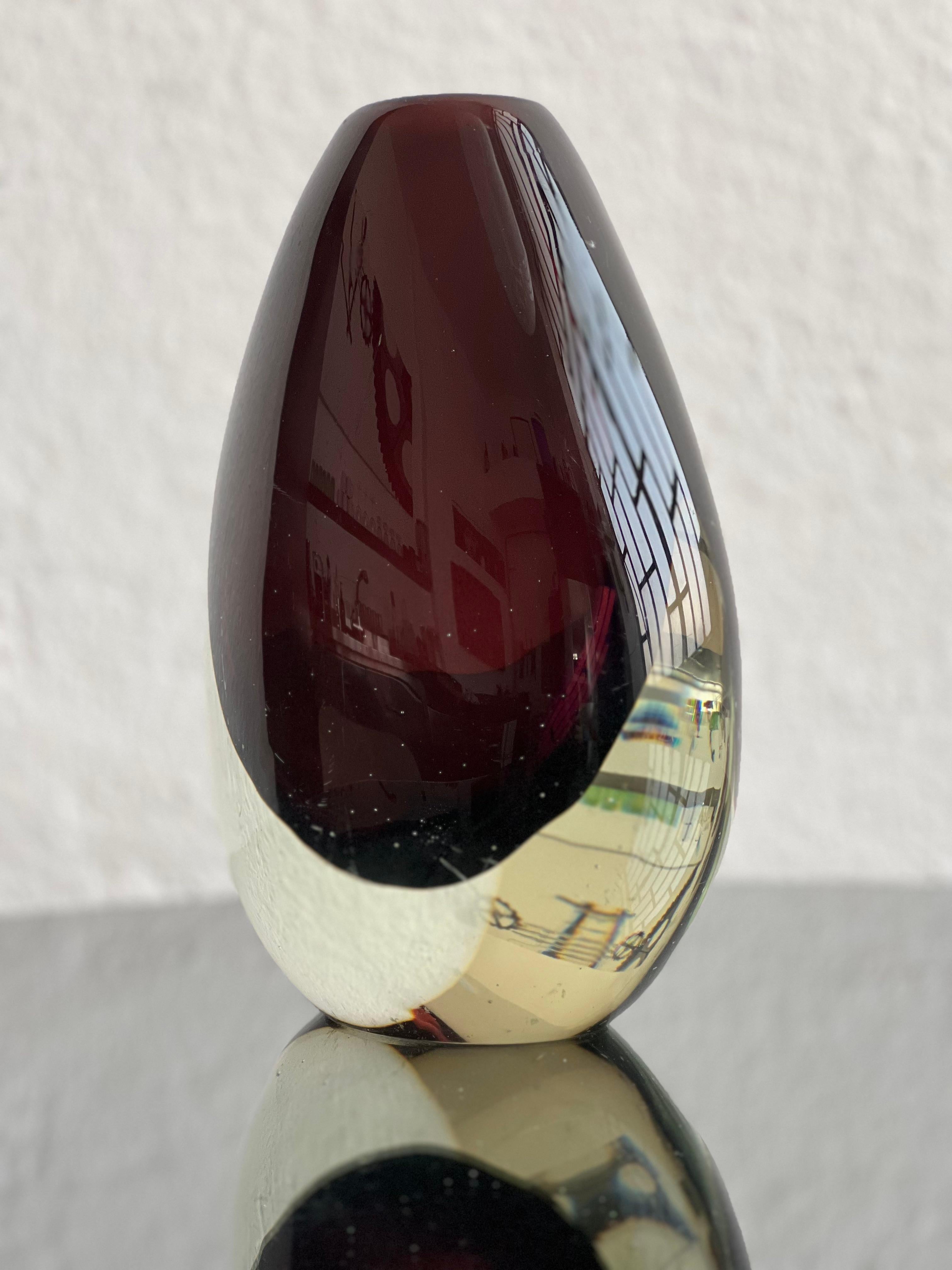 Italian Vintage Murano Glass Vase, Sommerso, by Flavio Poli for Seguso, Burgundy For Sale