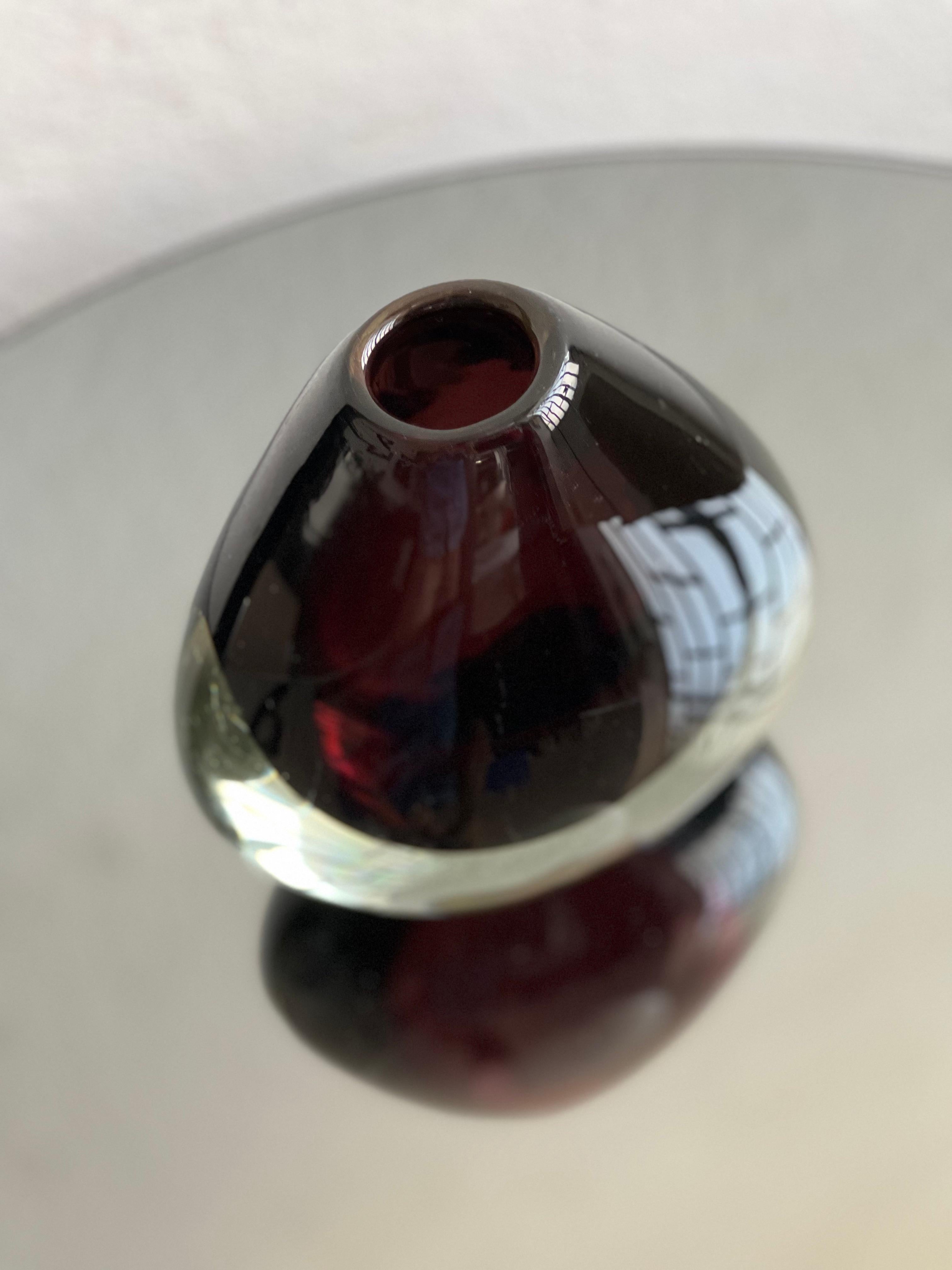 Vintage Murano Glass Vase, Sommerso, by Flavio Poli for Seguso, Burgundy For Sale 1