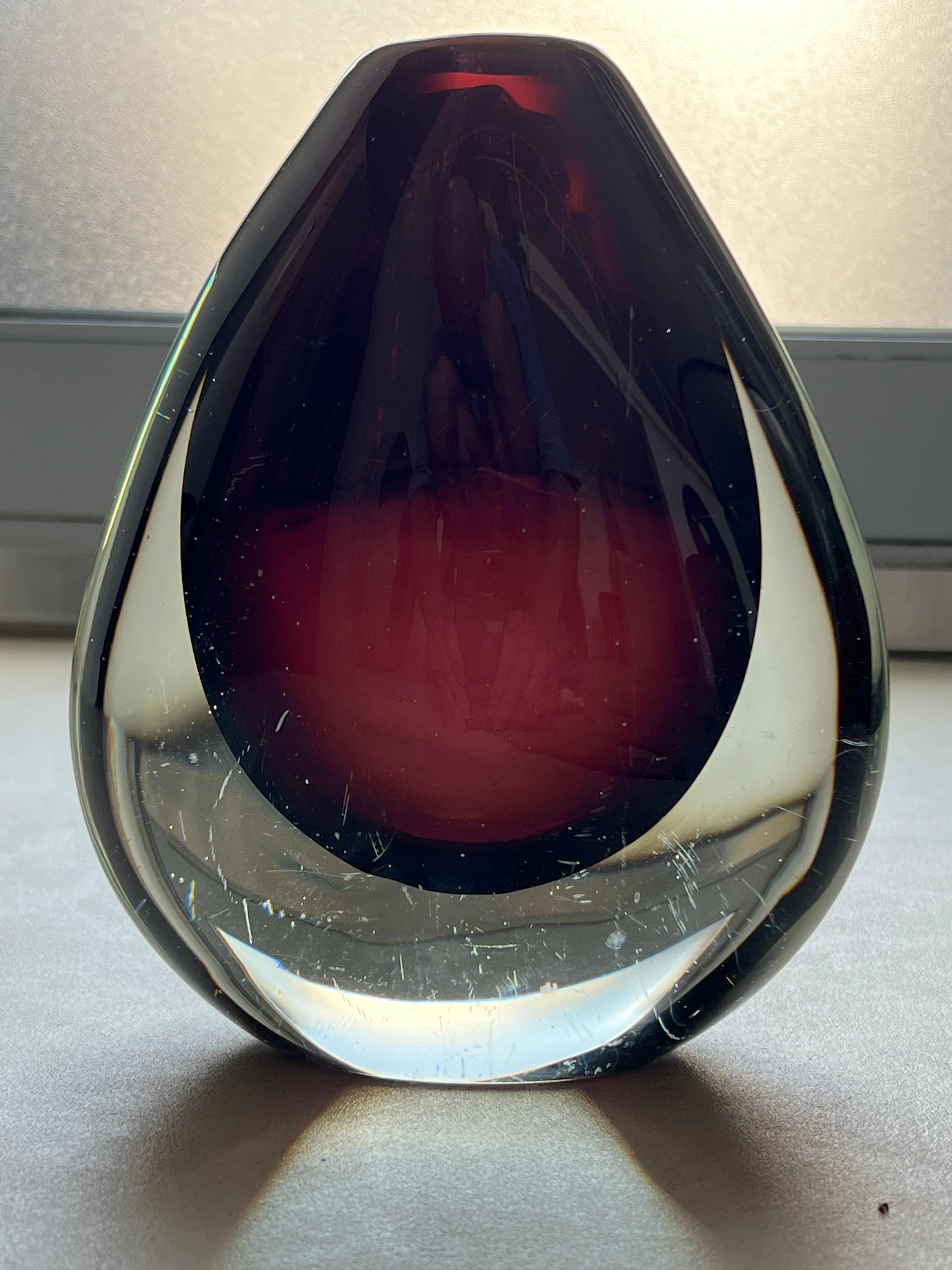 Vintage Murano Glass Vase, Sommerso, by Flavio Poli for Seguso, Burgundy For Sale 3