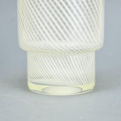 Vintage Murano Glass Vase Venini Style Italy Lattimo Threads on the Net