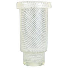 Vintage Murano Glass Vase Venini Style Italy Lattimo Threads on the Net