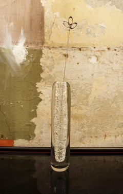 Vintage Murano Glass Vase with Crackle Effect, by Alfredo Barbini, Italy, 1960s