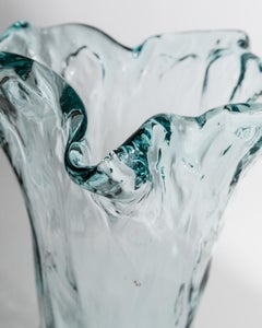 Vintage Murano Glass Vase with Large Solid Bubble in Bluish Tone, 1970s