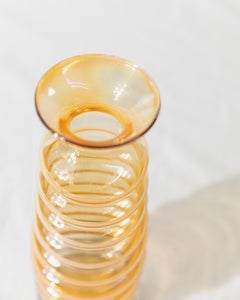Vintage Murano Glass Vase Yellow and Blue Wavy Bubble Shape, Italy 1980s