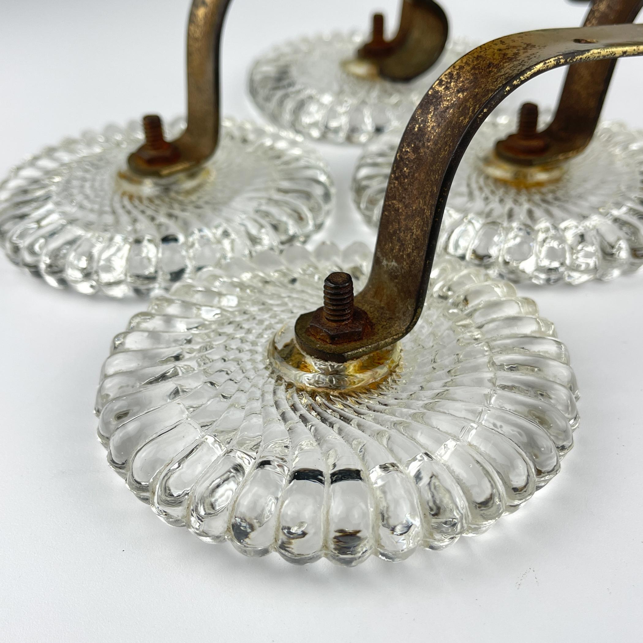 Percheros de pared vintage de cristal de Murano, Juego de 4, Italia años 40 4