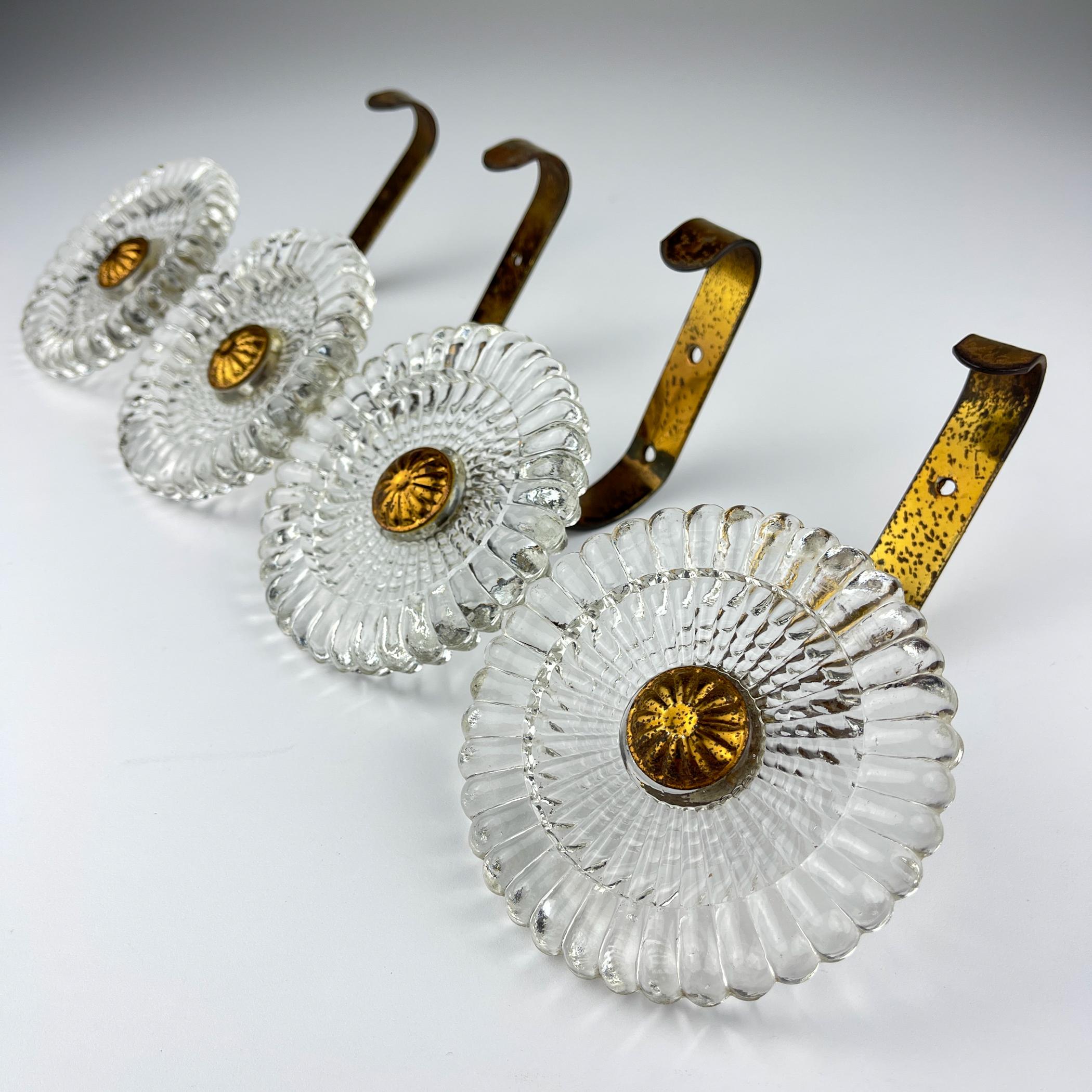 Percheros de pared vintage de cristal de Murano, Juego de 4, Italia años 40 Italiano