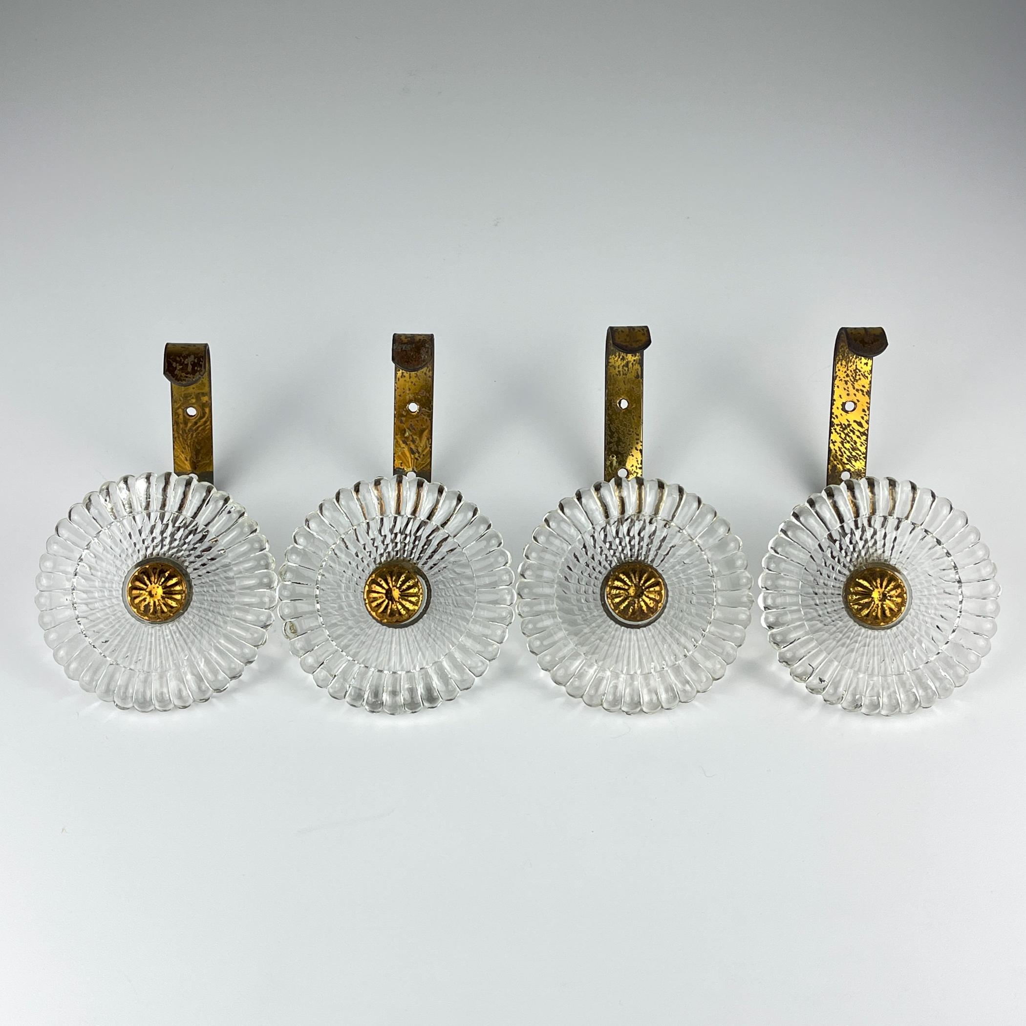 Percheros de pared vintage de cristal de Murano, Juego de 4, Italia años 40 en Bueno Estado en Miklavž Pri Taboru, SI