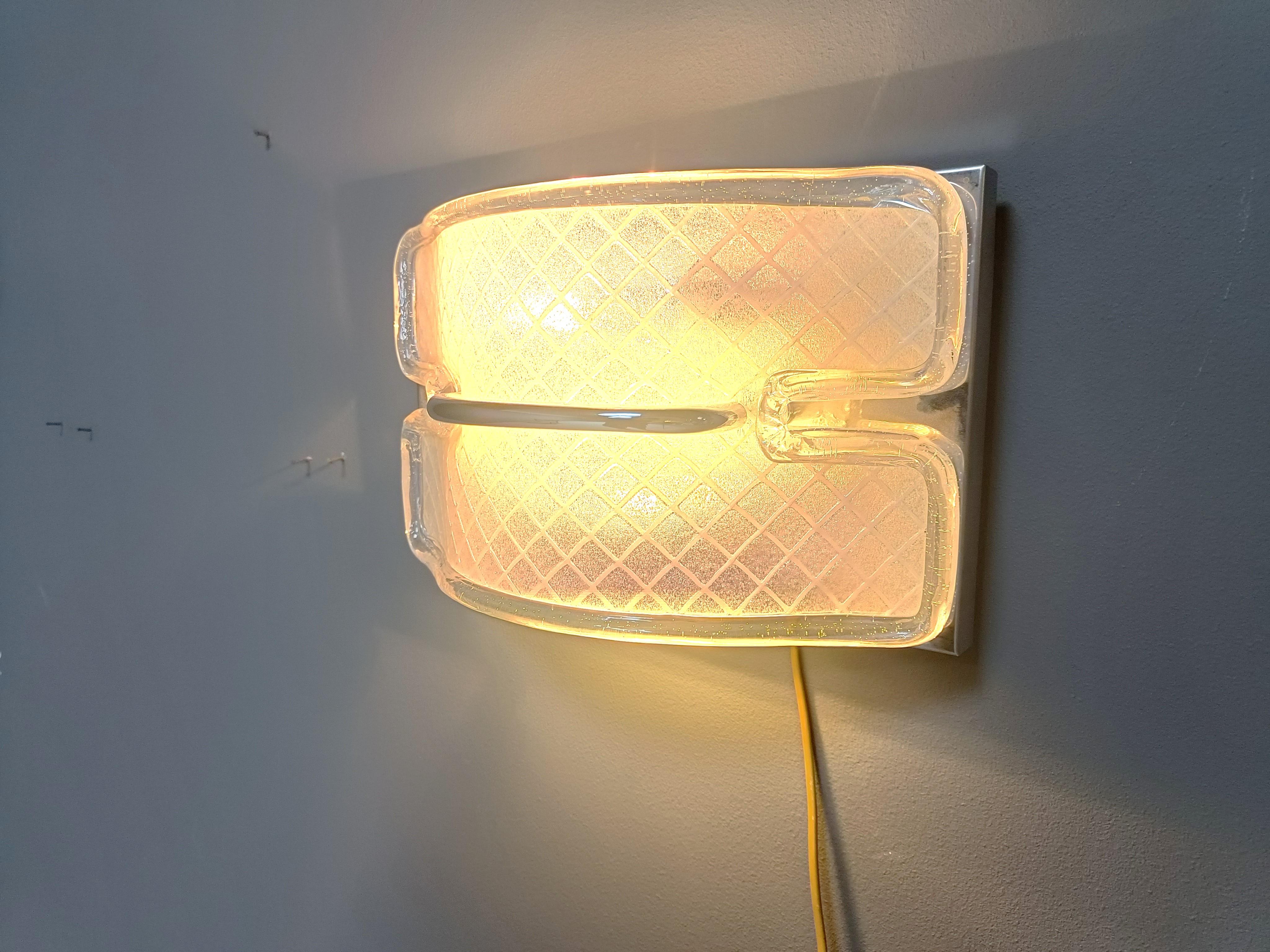 Fin du 20e siècle Appliques murales vintage en verre Murano, 1970 en vente