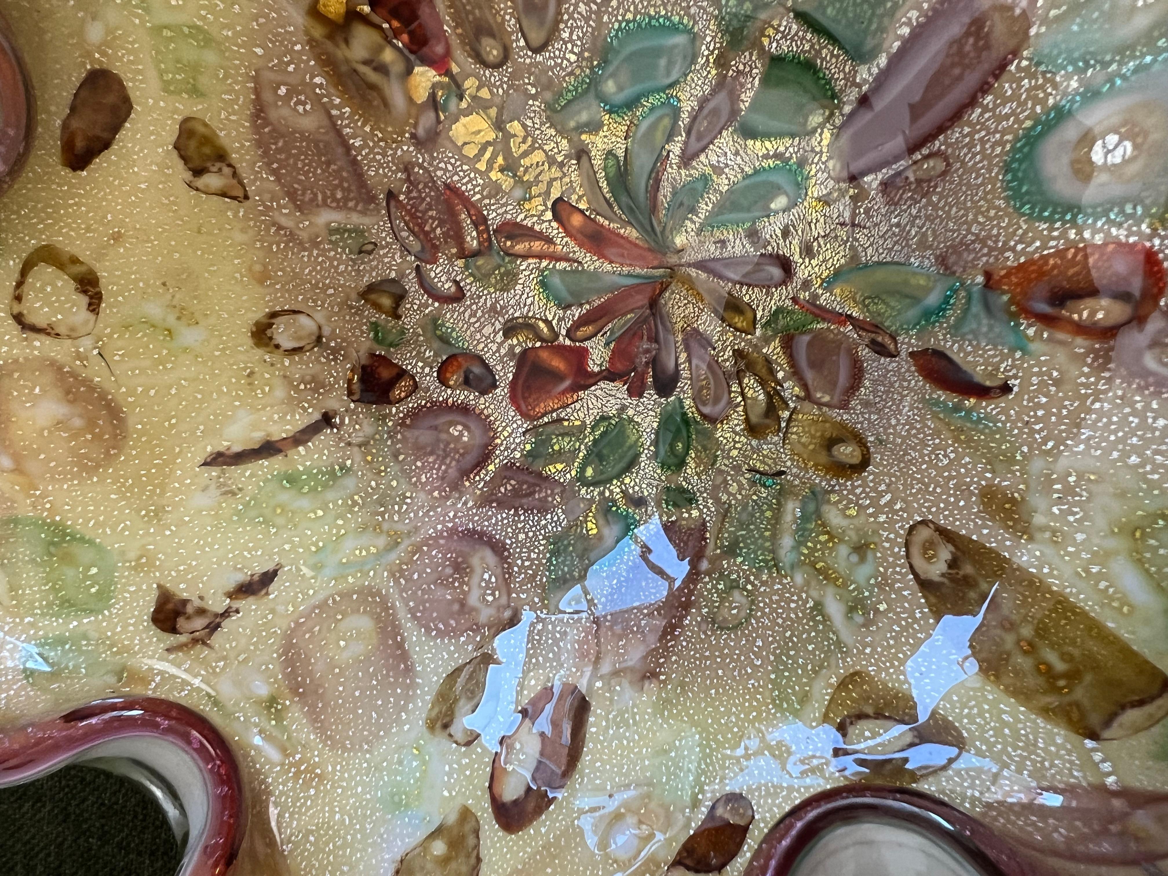 Vintage Murano Gold Aventurine Tutti Frutti Handkerchief Bowl Ashtray Circa 1960 5