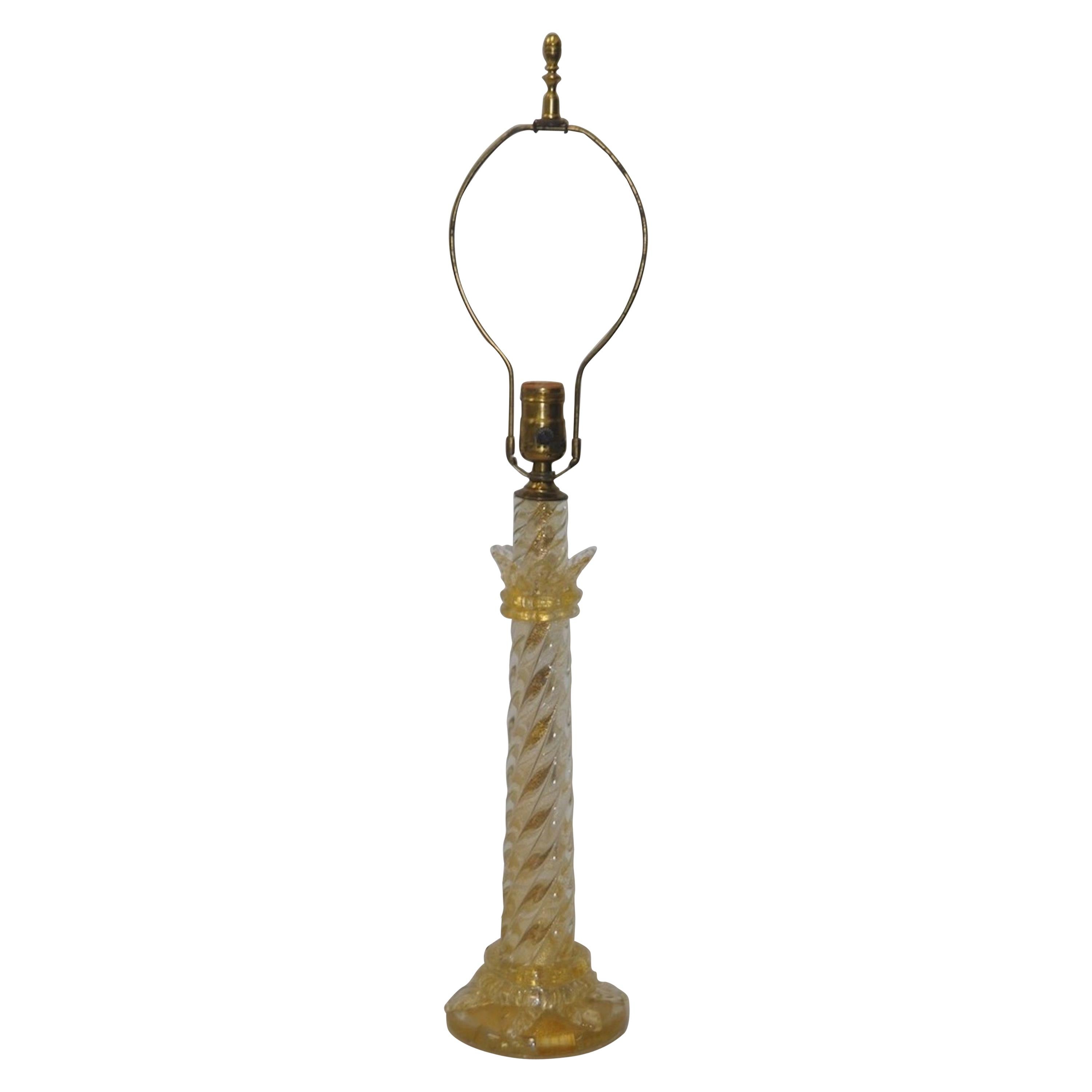Vintage Murano Gold Fleck Table Lamp Attributed to Barovier, circa 1940s