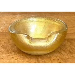 Vintage Murano Gold Flecked Glass Bowl