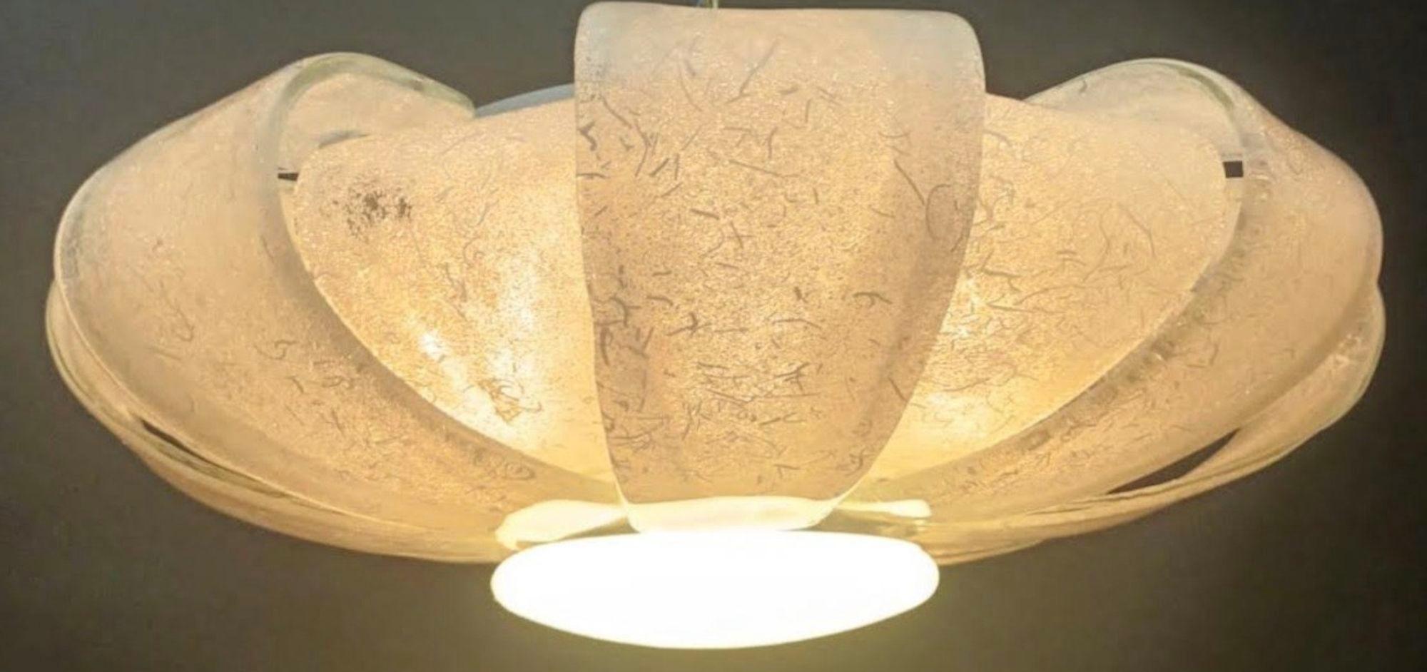 Mid-20th Century Vintage Murano Graniglia Glass Flush Mount by Aureliano Toso. Italy, 1960's. For Sale