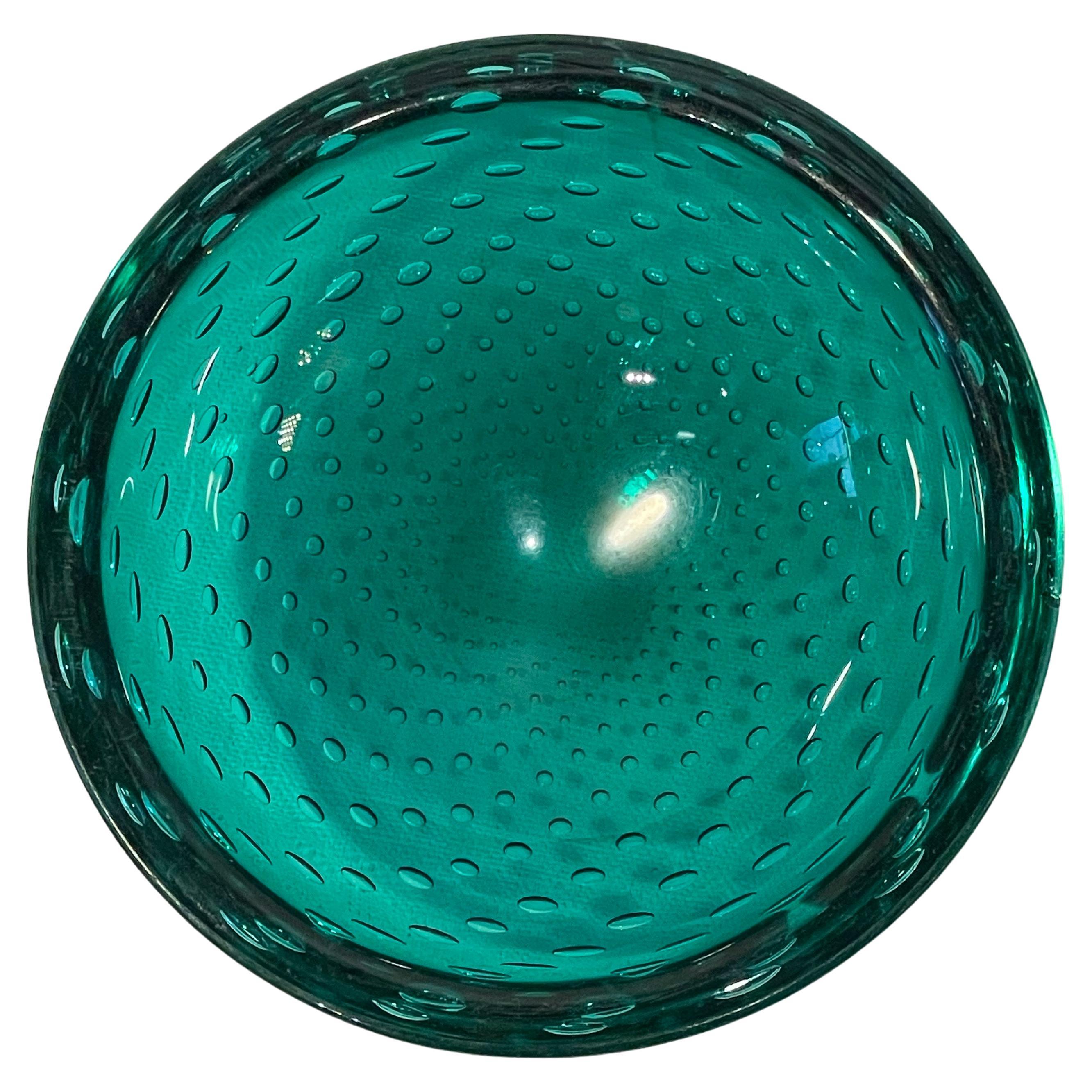 Vintage Murano Green Bubble Dish