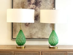 Vintage Murano Green Glass Lamps